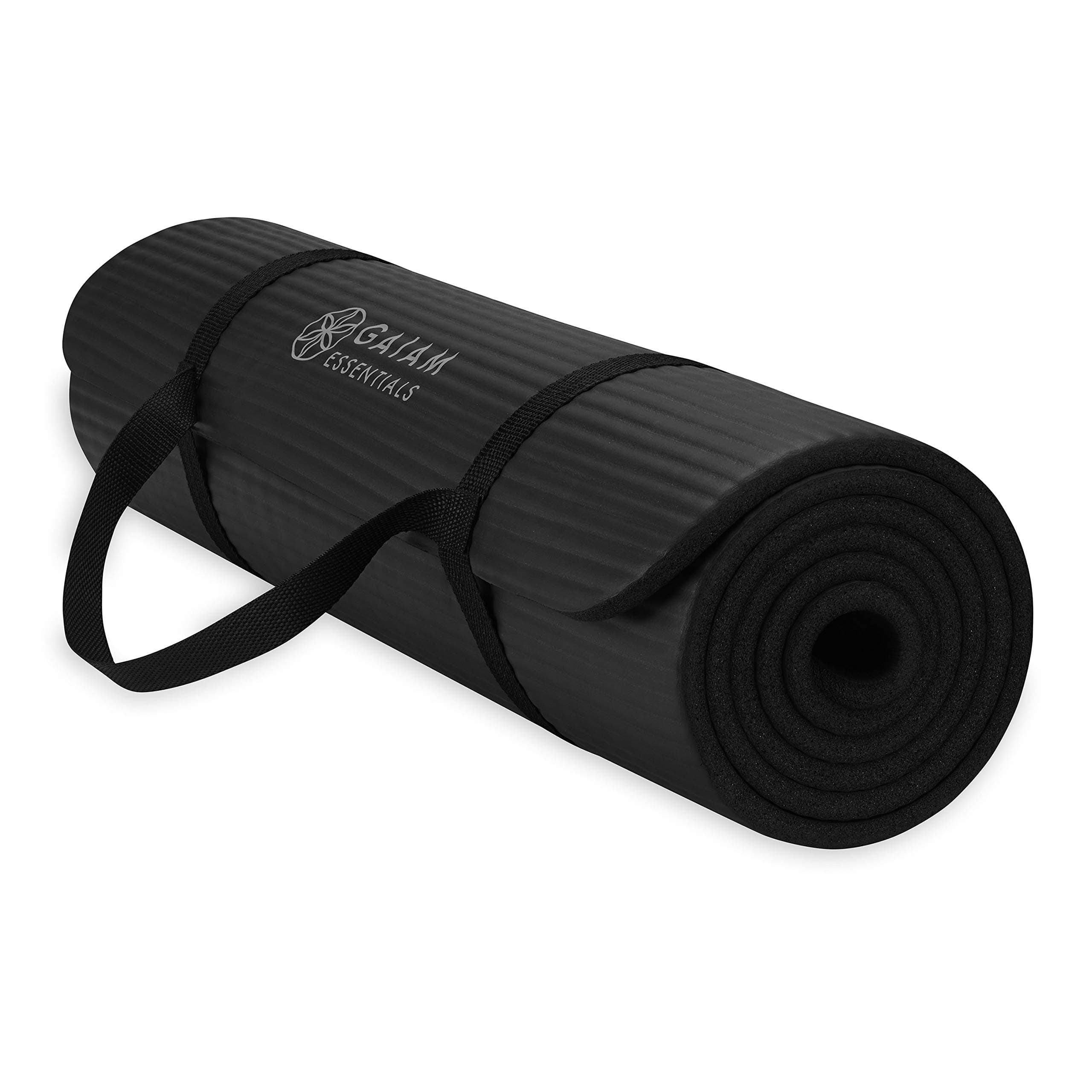 Yoga Mat, Pilates & Exercise Mat, Thick 2/5" (10mm) Workout Mat with Easy-Cinch Carrying Strap for Home & Gym Workouts