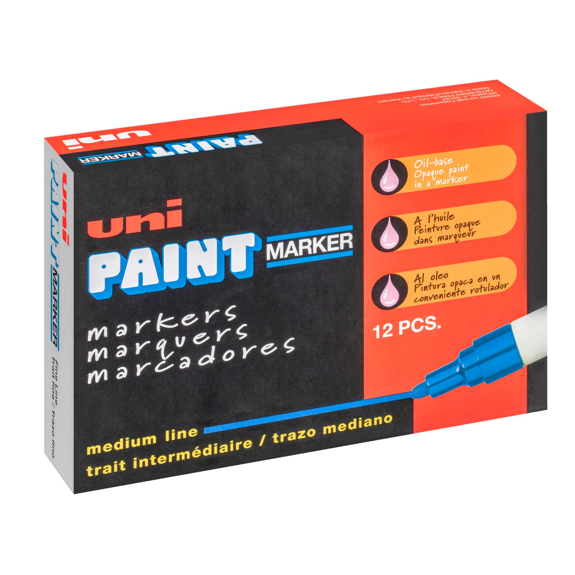 Uni-Paint® Markers, Medium Point, White, Pack Of 12