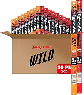 WILD Snack Sticks, Original and Hot Variety Pack - Protein Snack Sticks with 5g of Protein per Serving, Keto Friendly, Individually Wrapped - 1.0 Oz. (Pack of 20)