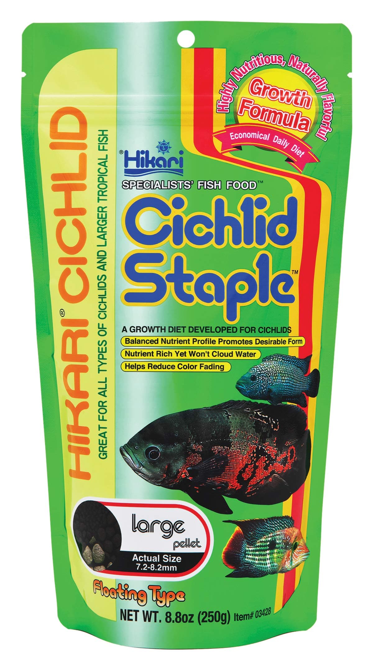 8.8-Ounce Cichlid Staple Floating Pellets for Pets, Large