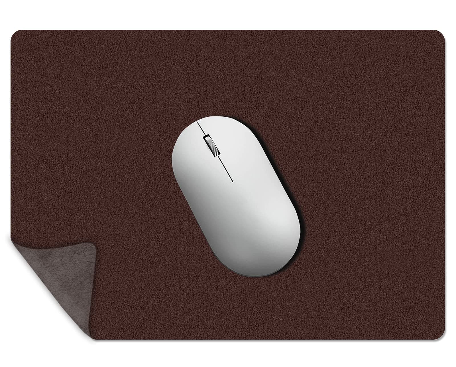 Mouse Pad, Genuine Leather Mouse Pad/Mat for Home or Office, Computer Mouse Pad for Wired/Wireless Bluetooth Mouse, Non-Slip Mousepad for Laptop/Computer/PC, 11 x 8 inches (Brown)