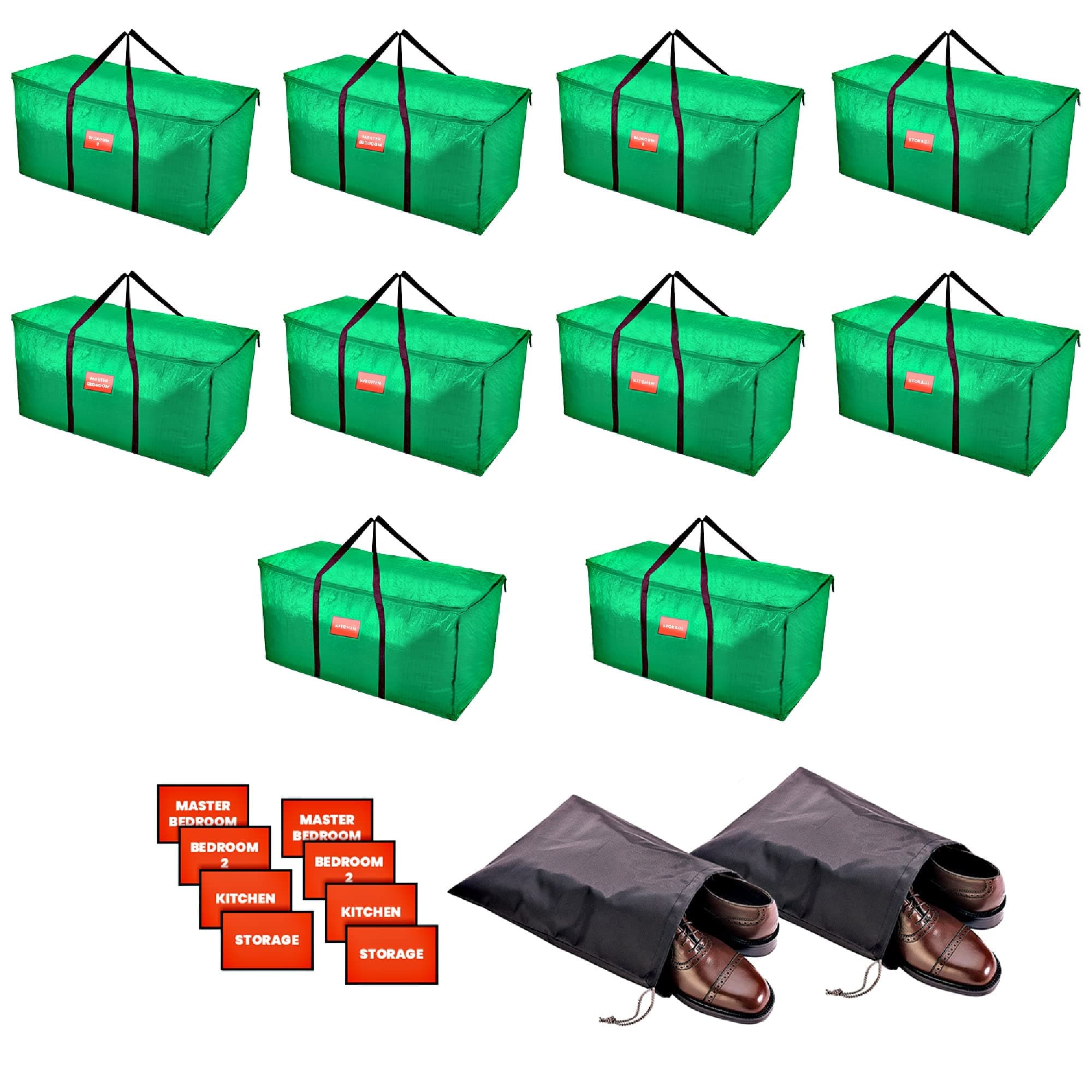 Tidy ZebraExtra Large Moving Bags with Strong Backpack Strap, Handles & Zippers, #1 Best Space Saving Heavy Duty Foldable Storage Totes for Moving, Traveling Etc, Great Alternative to Moving Boxes