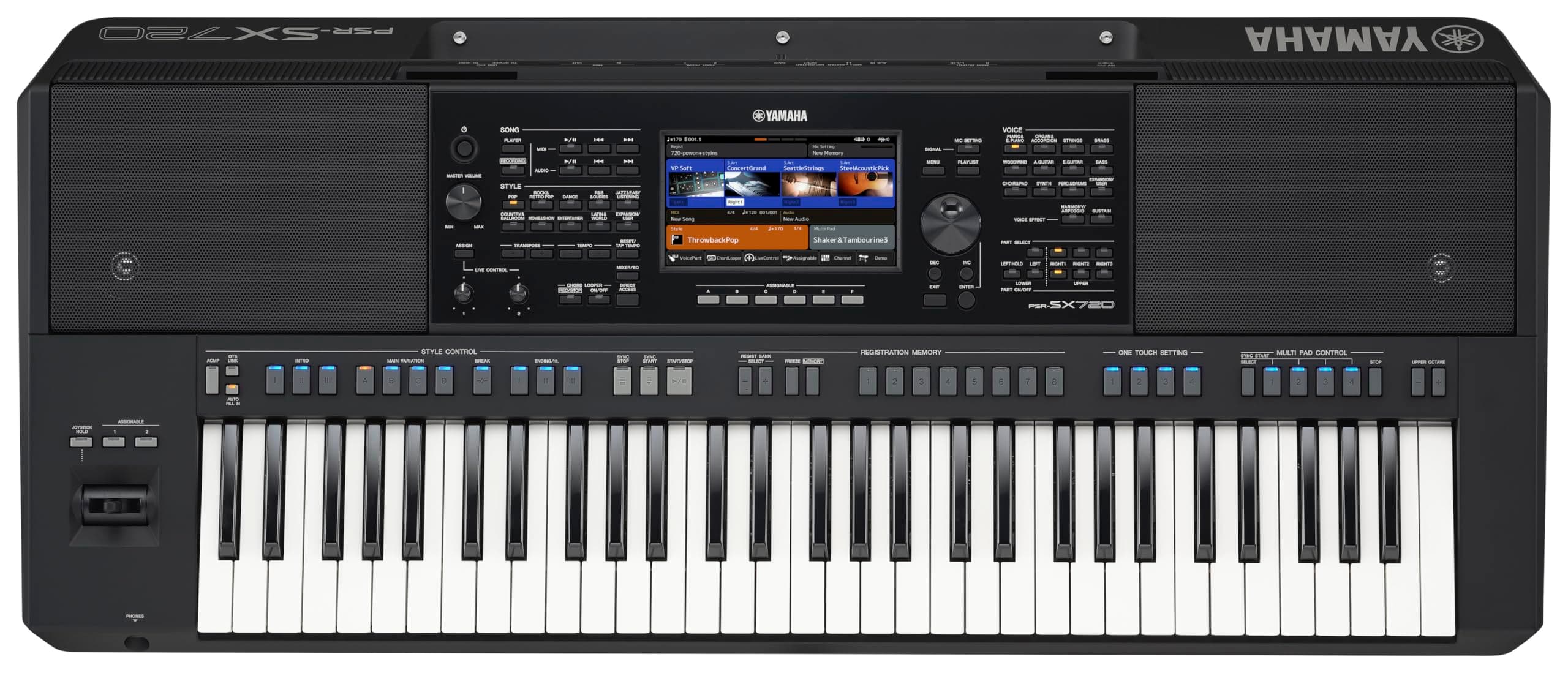 61 Keys Arranger Keyboard, Multiple Styles and Voices, Assignable Live Control Knobs PSRSX720