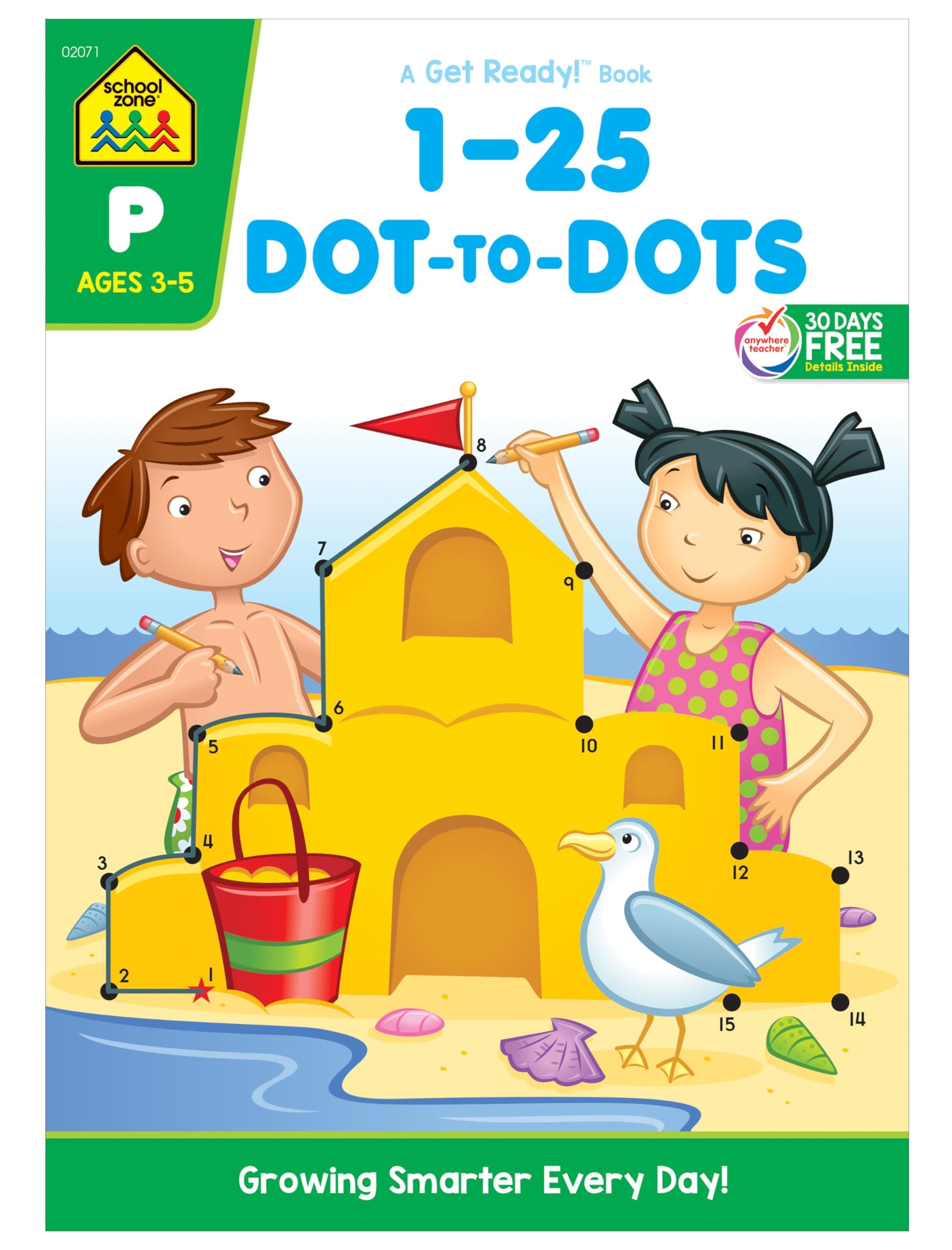 School Zone Numbers 1-25 Dot-to-Dots Workbook: 32 Pages, Preschool, Kindergarten, Connect the Dots, Numerical Order, Counting, Ages 3 to 5 (Get Ready! Book Series)