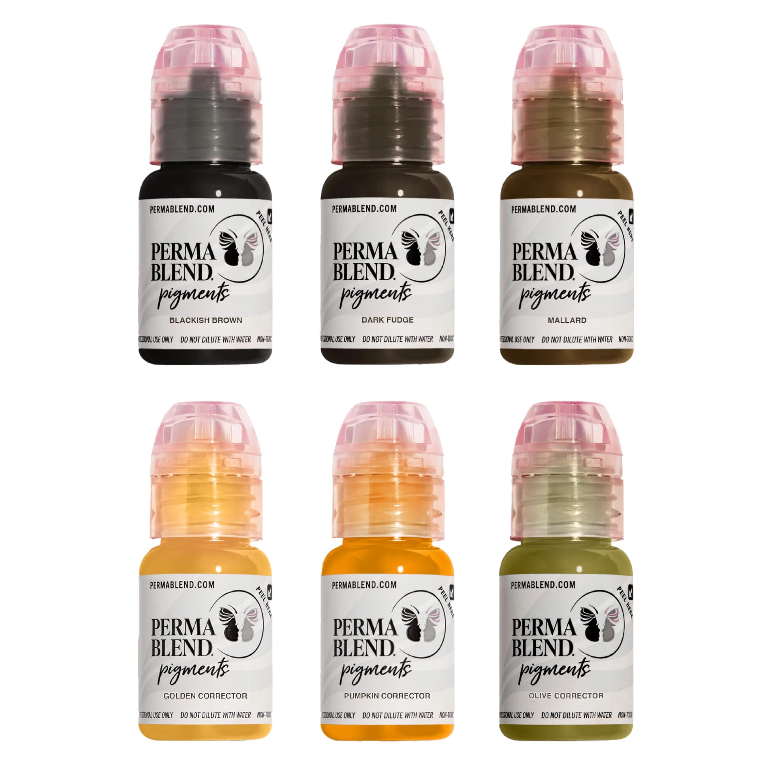 Microblading Pigments Kit for Eyebrows - Vegan Tattoo Ink for Permanent Makeup - Cool Eyebrow Tattoo Set & Pigment Corrector Tattoo Ink with Titanium Dioxide (6 Pack)