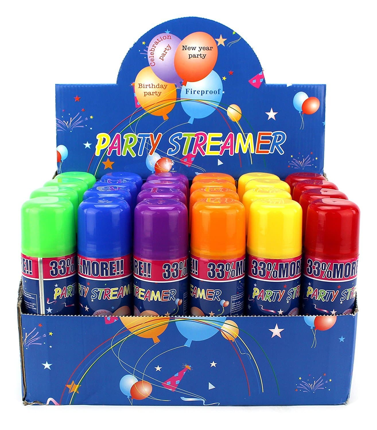 24 Pack of Party Streamer Spray String in a Can Children's Kid's Party Supplies, Perfect for Parties/Events