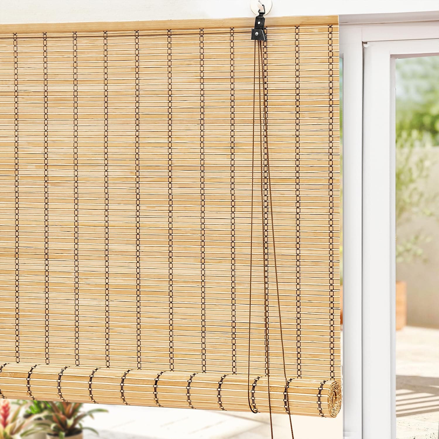 ABOUT SPACE Bamboo Curtain - W 4 ft x H 6 ft - Roll up Bamboo Curtain/Blinds with Sun, Dust, Privacy & Cold Protection for Window,Door, Hut Screen, Dhaba, Restaurant, Hotel
