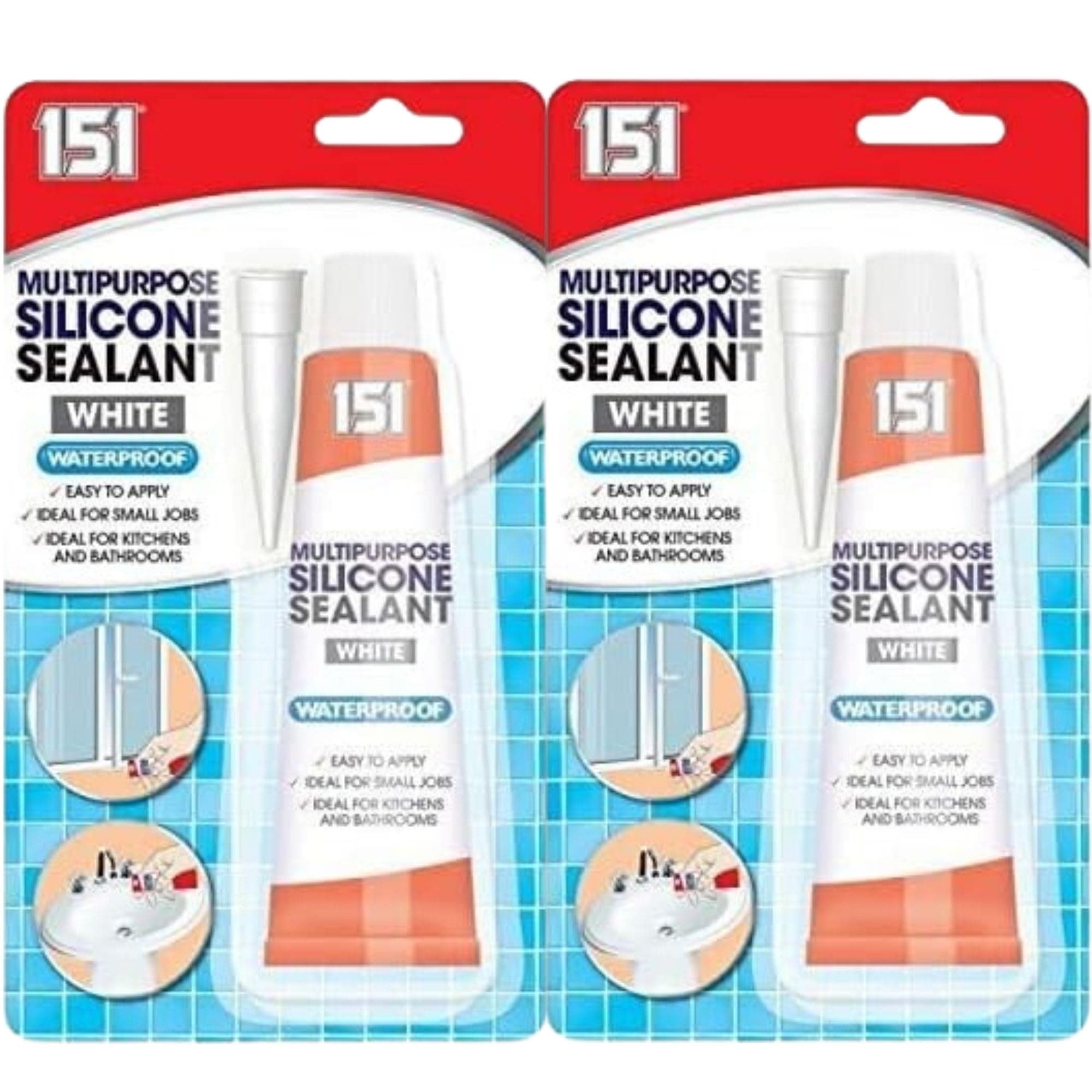 2 Pack (70g Each) White Silicone Sealant - Multipurpose White Silicone Sealant Waterproof for Bathroom and Kitchen Suitable for Interior and Exterior Use