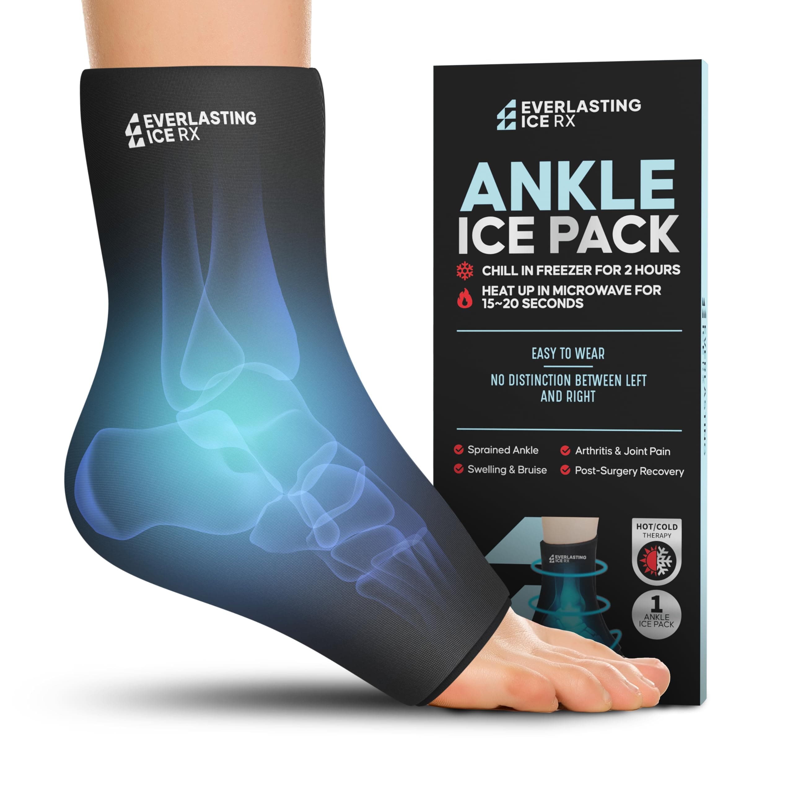 Ankle Compression Sleeve for Achilles Tendonitis Relief, Ankle Ice Pack Wrap, Foot Brace Sprained Ankle Support for Women and Men, Freeze Cold Packs for Plantar Fasciitis