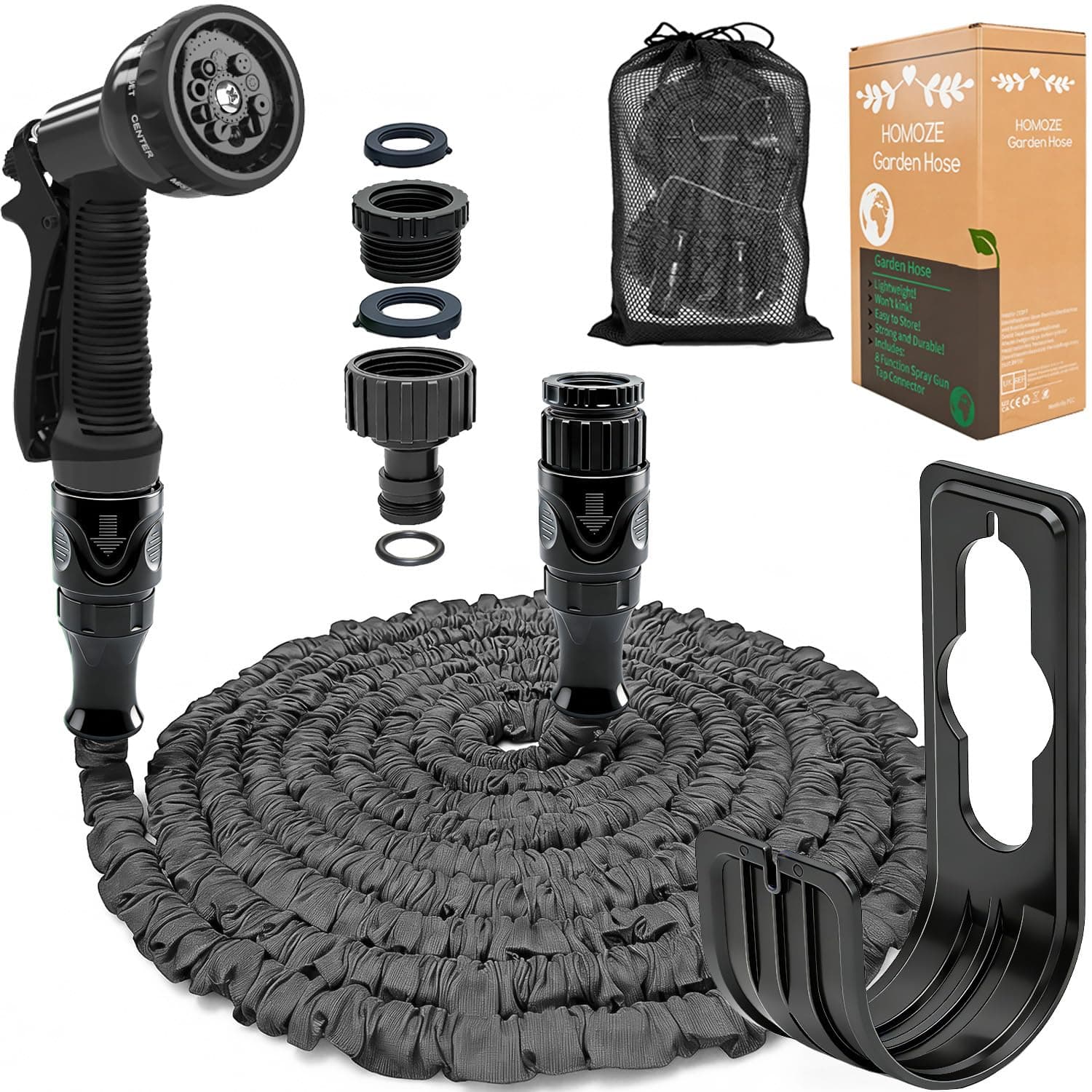 Expandable Garden Hose 50ft Hose Pipe Expandable with 3/4", 1/2" Fittings, Anti-Leakage - Flexible Expanding Hose with 10 Function Spray Gun
