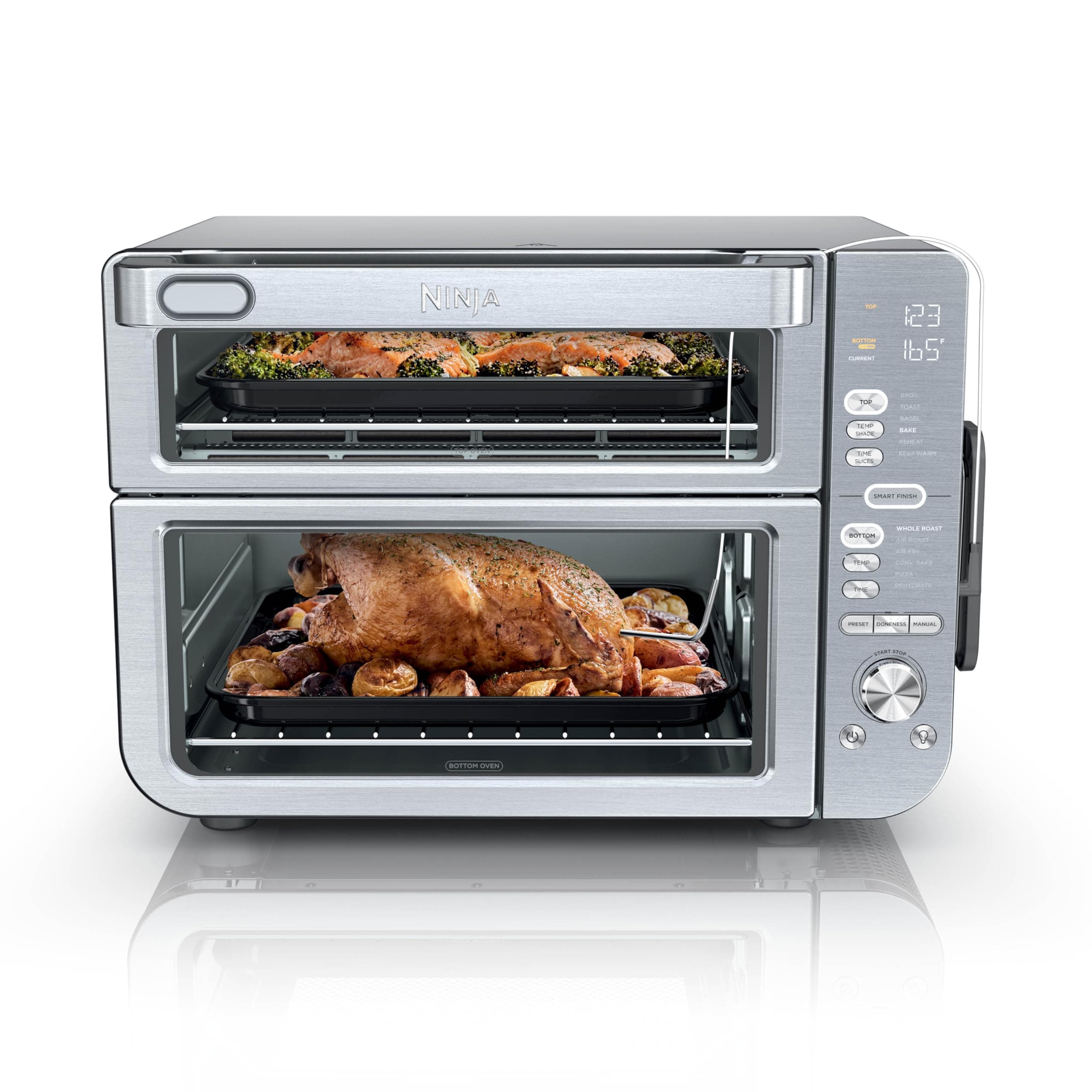 Air Fryer & Toaster Oven Combo with Thermometer | Double Stack XL | 12-in-1 | Smart Finish & DualZone Technology Cook 2 Meals at Once | Air Fry, Bake, Broil, Reheat | Stainless Steel | DCT651