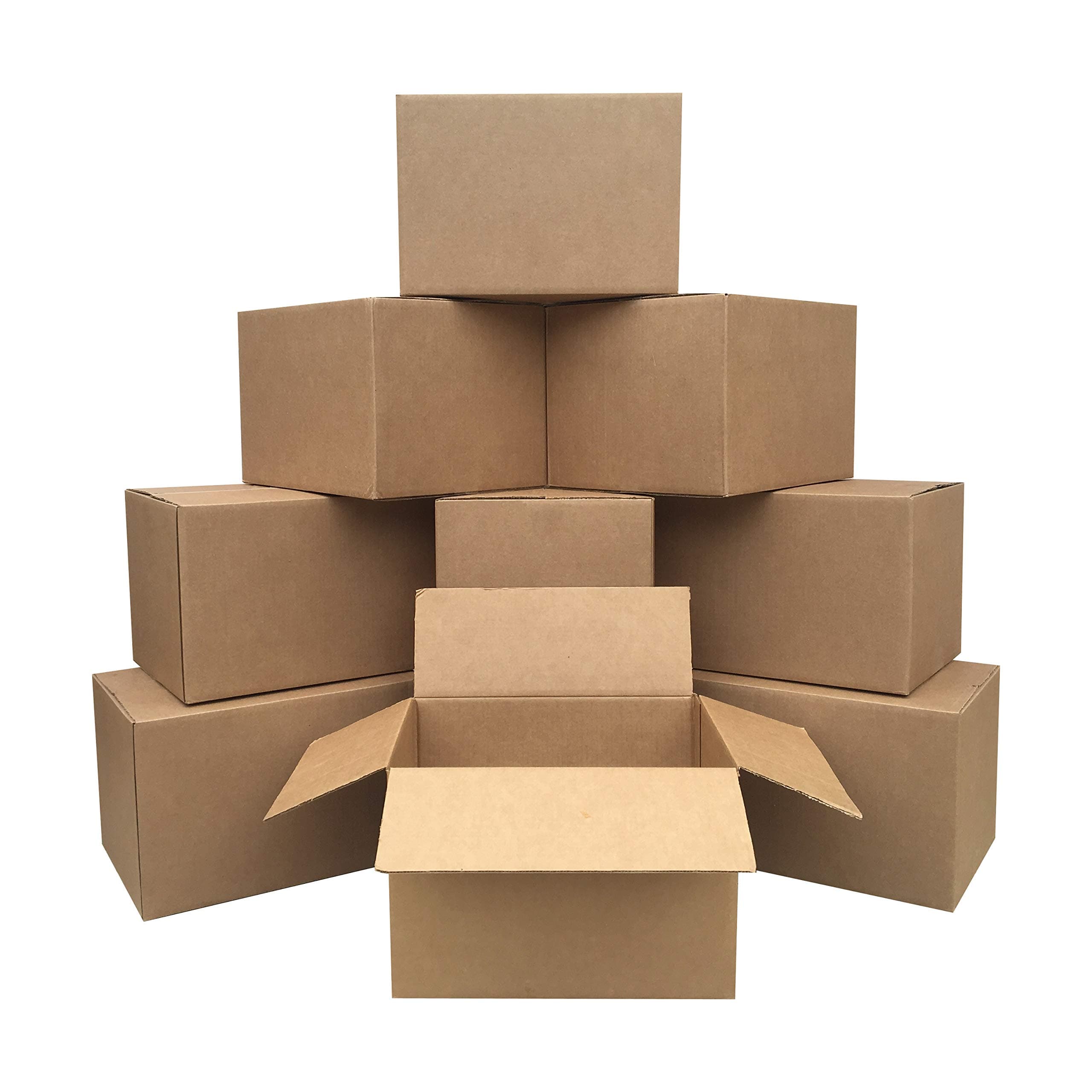 Amazon Basics Cardboard Moving Boxes for Packing and Shipping, Medium Size, 18" x 14" x 12", Brown, 10-Pack