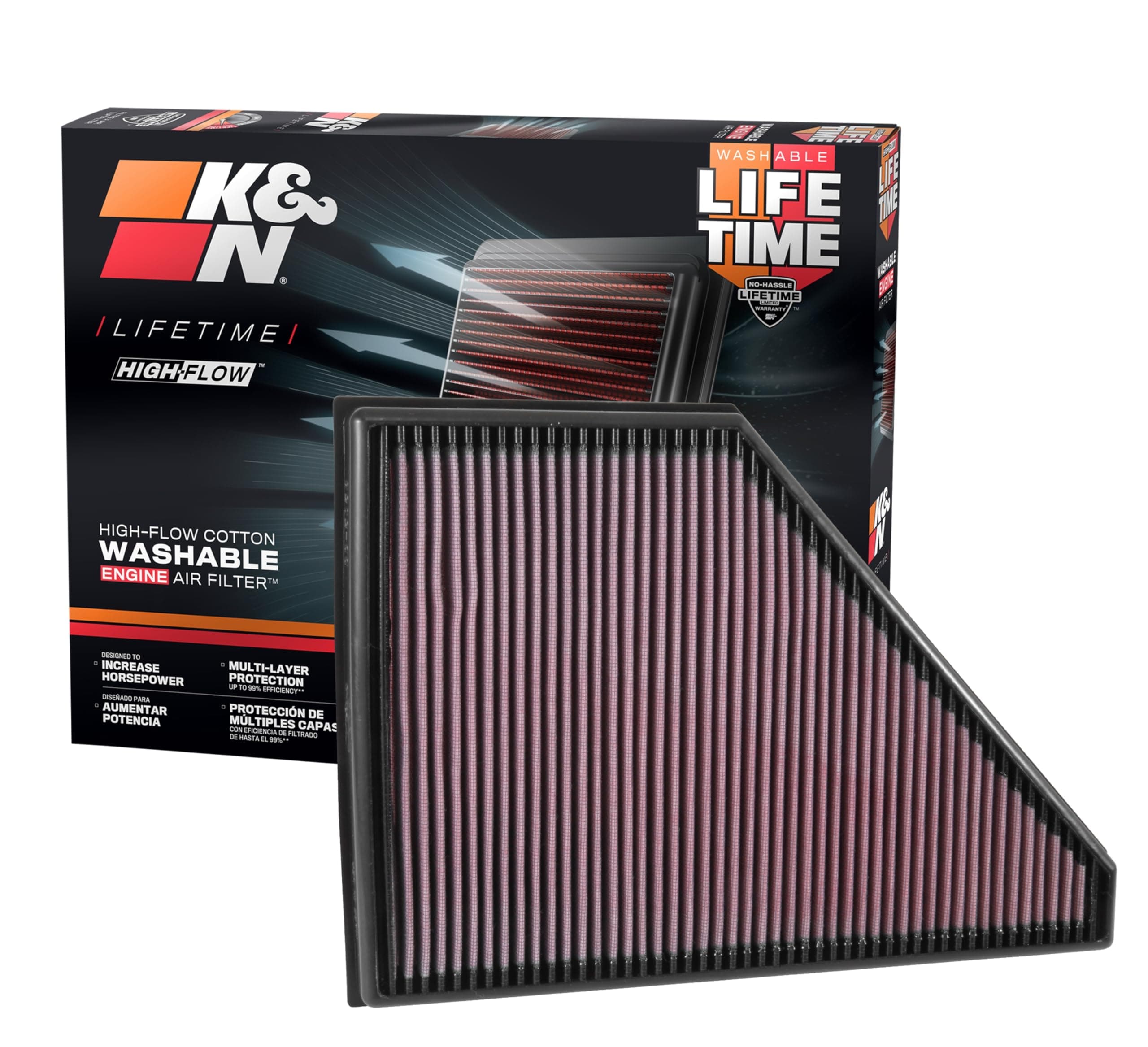 - High-Flow Original Lifetime Engine Air Filter: Increase Power: Premium, Washable: Compatible with 2017-2025 Subaru/Toyota: BRZ, 86, GR86, 33-5056