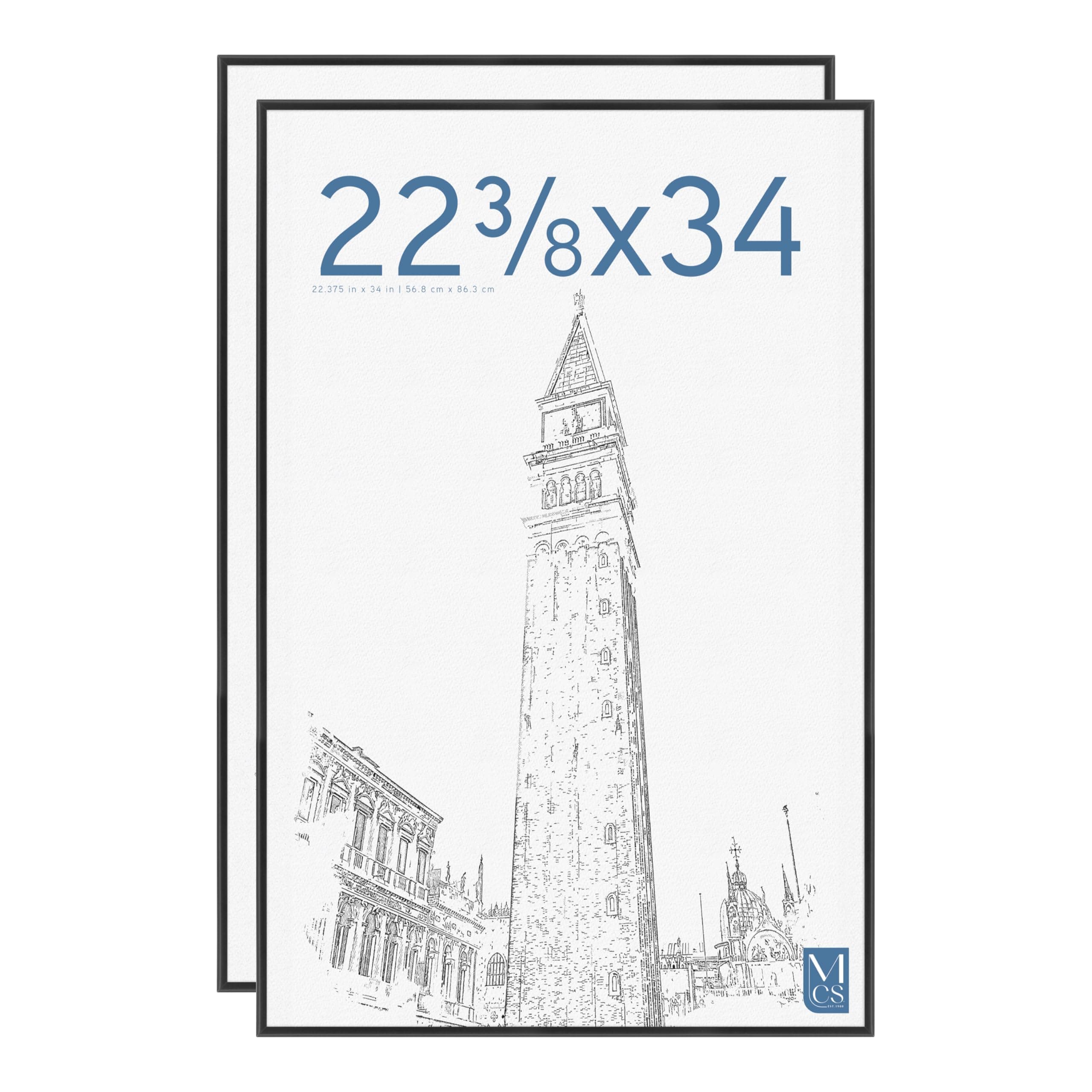 MCS Original Poster Frame 22.375x34 Black Lightweight Vertical & Horizontal Wall Hanging Large Picture Frame for Posters, Art Prints & Gallery Wall (2-Pack)