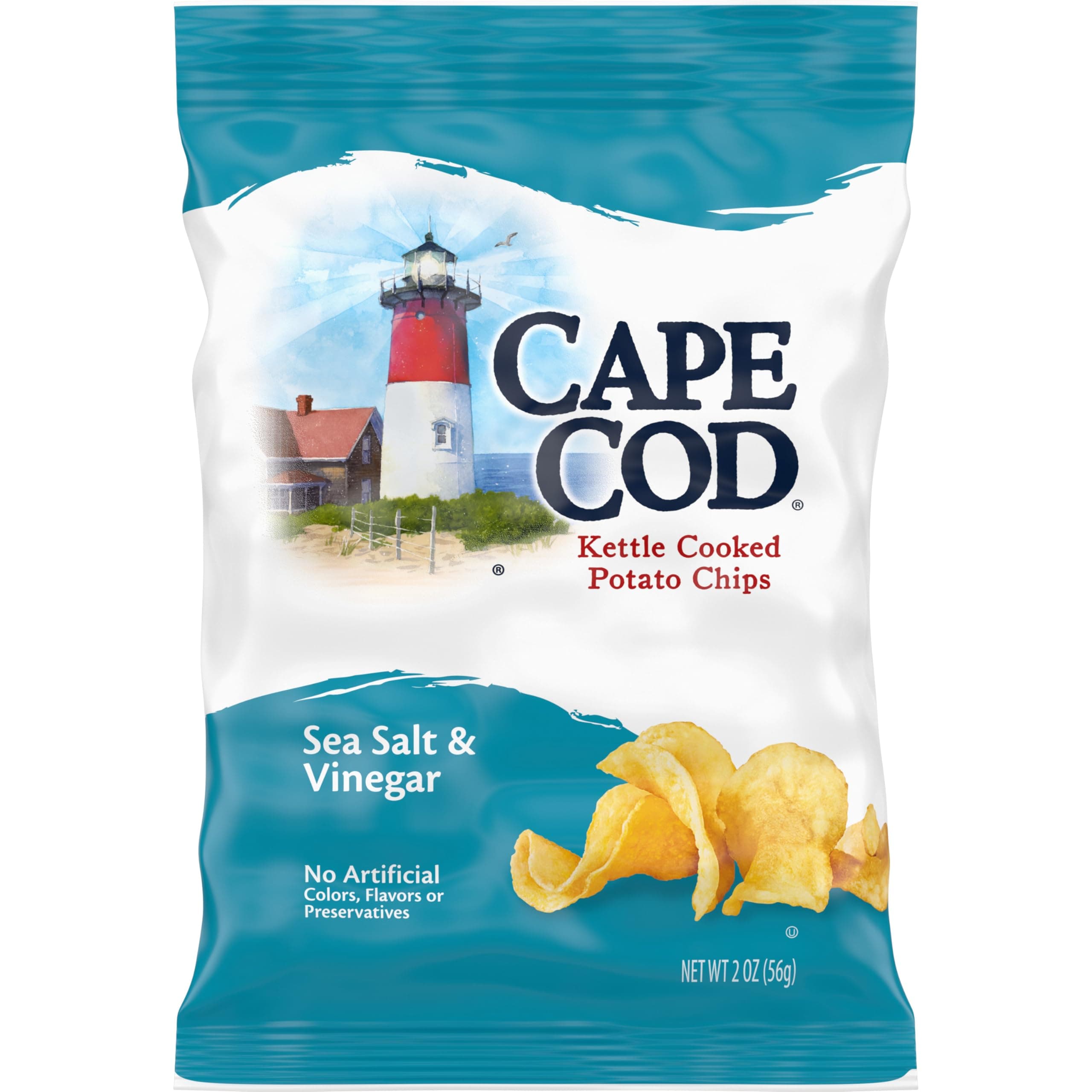 Potato Chips, Sea Salt and Vinegar Kettle Chips, 2 Oz (Pack of 6)