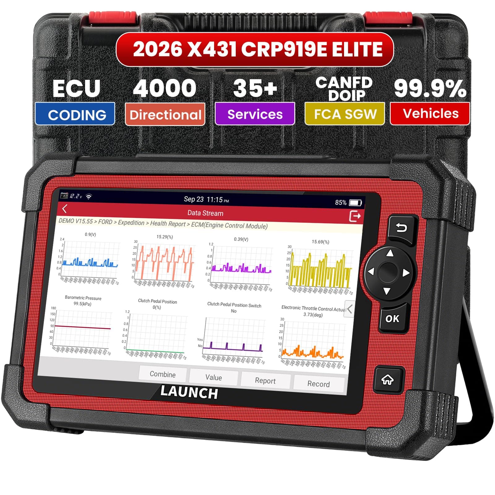LAUNCH X431 CRP919E OBD2 Scanner, 2025 Bidirectional Scan Tool As CRP919EBT, CANFD DOIP, ECU Coding, Active Test, 35+ Service, Full System, FCA Autoauth, TPMS &BST360, 2-Year Update