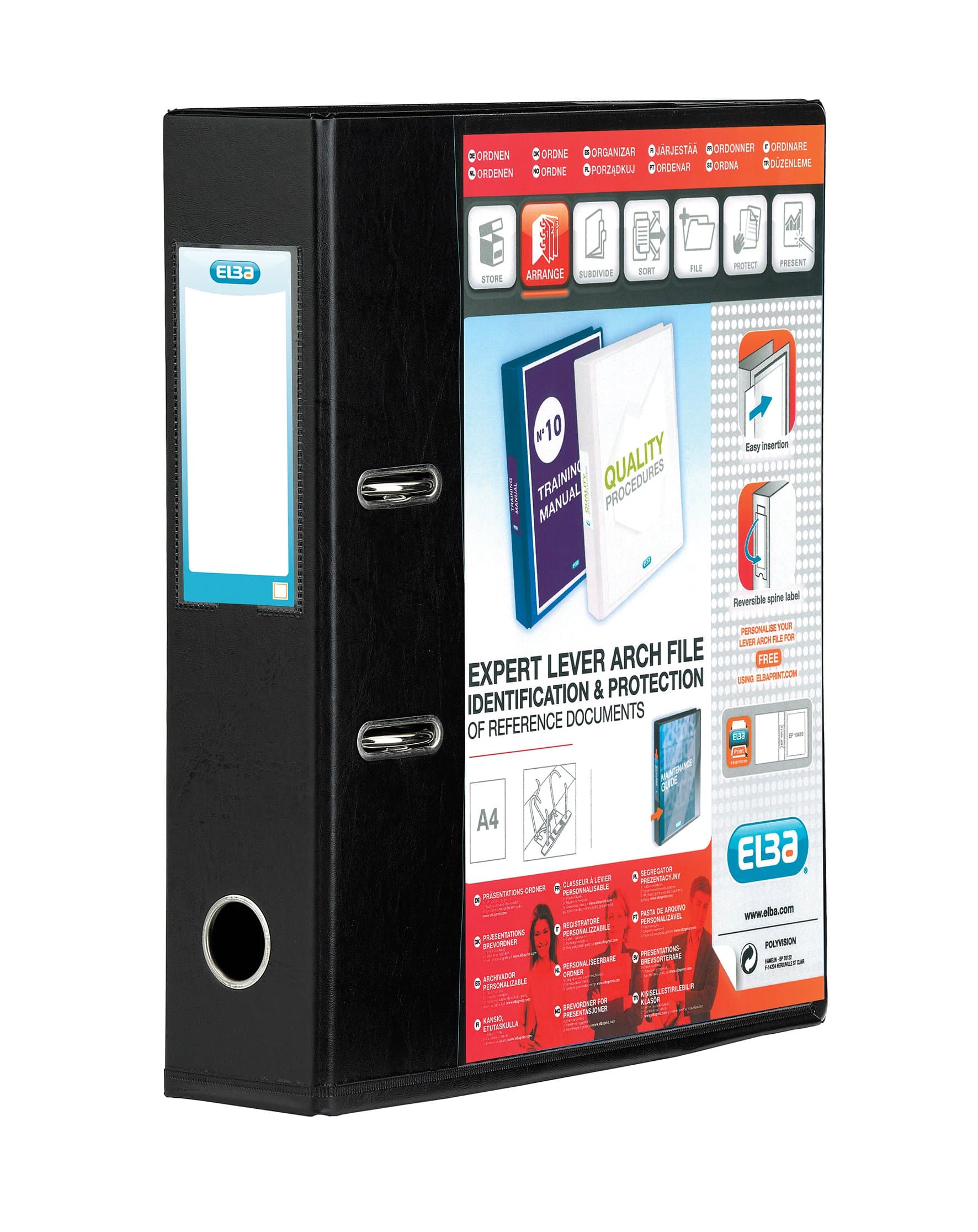 A4 70 mm Vision Lever Arch File - Black