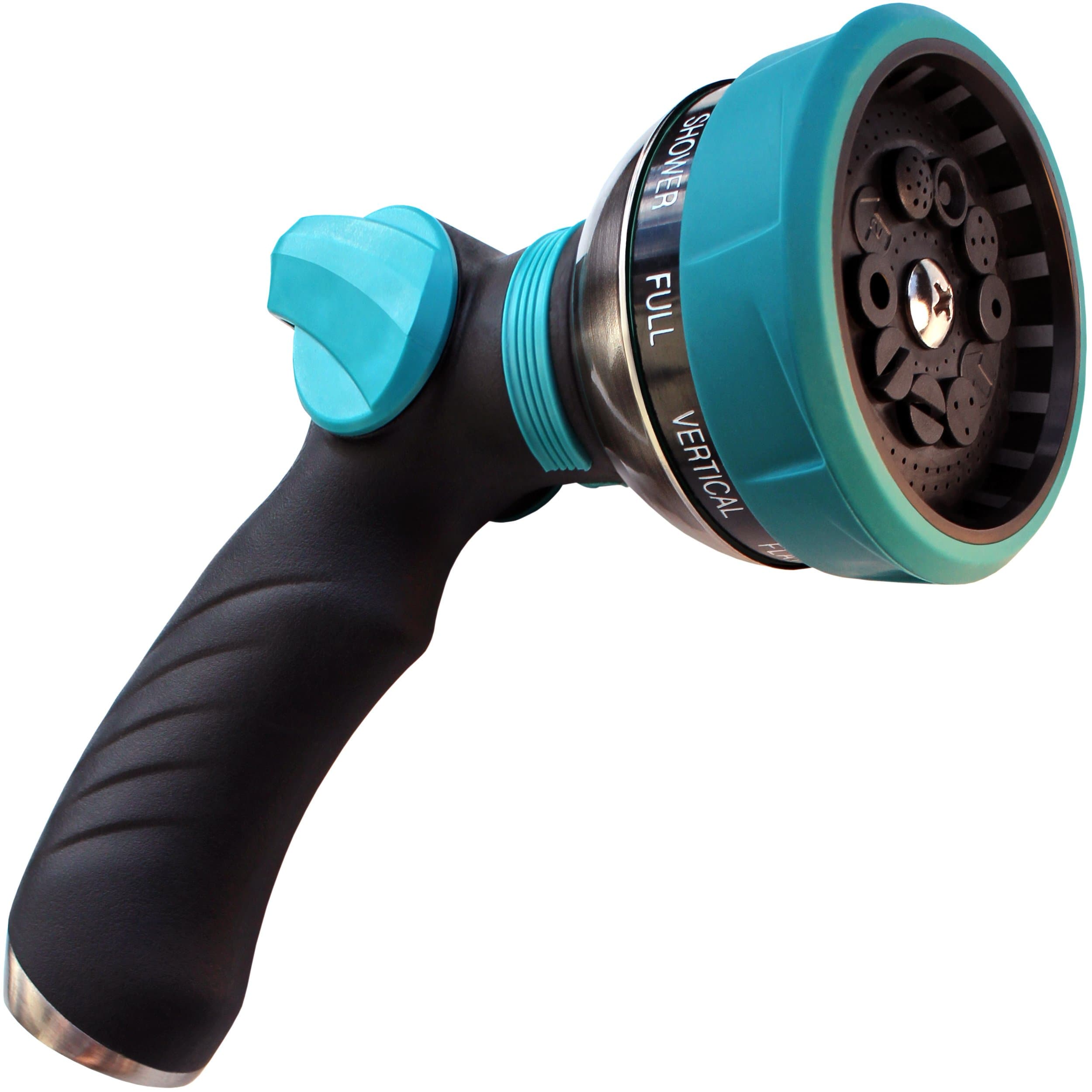 Hose Nozzle By Royal Hold - Premium 10 Pattern Water Sprayer (Teal / Black / Silver) - Breeze Through Those Garden and Home Chores