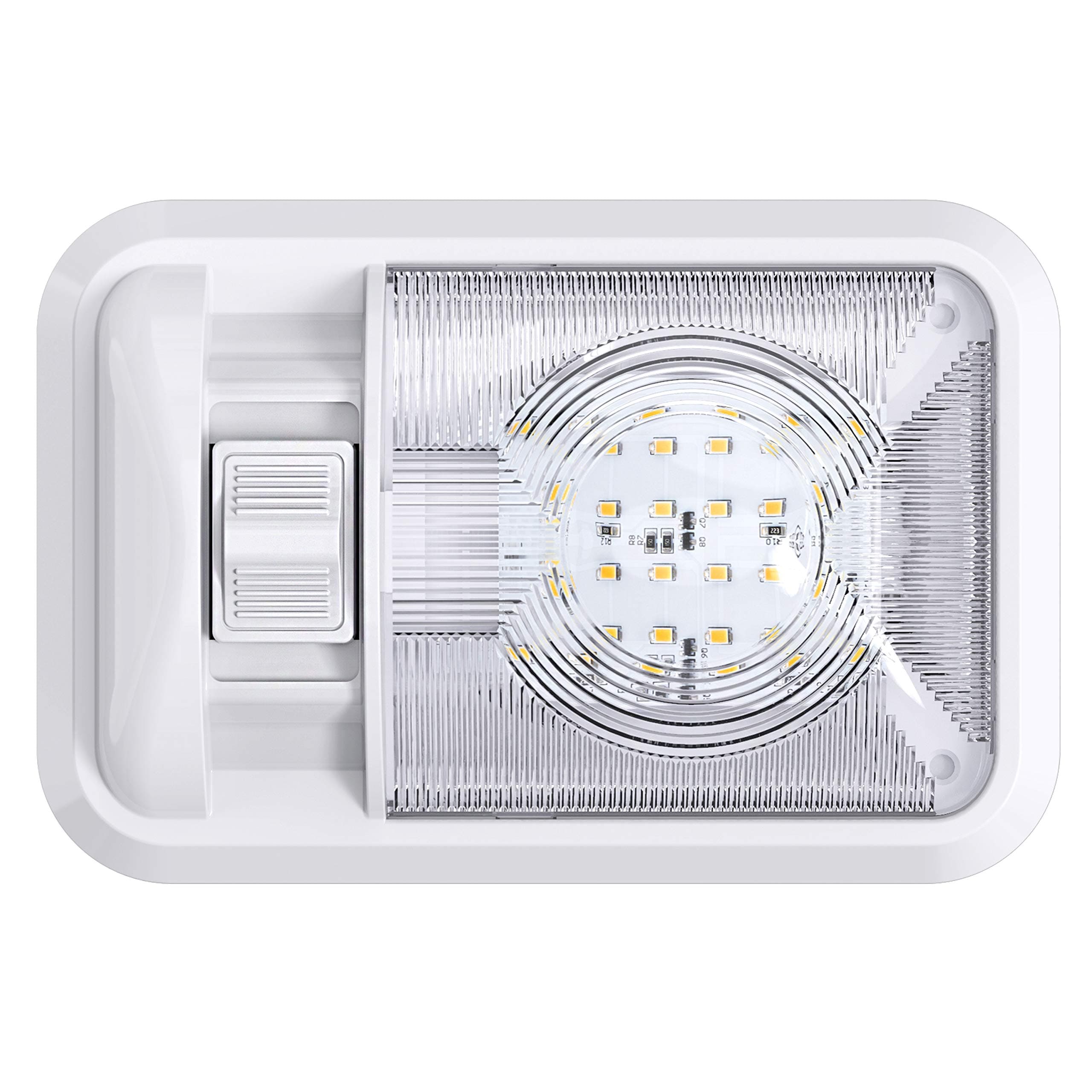 12V Led RV Ceiling Dome Light RV Interior Lighting for Trailer Camper with Switch, Single Dome 300LM