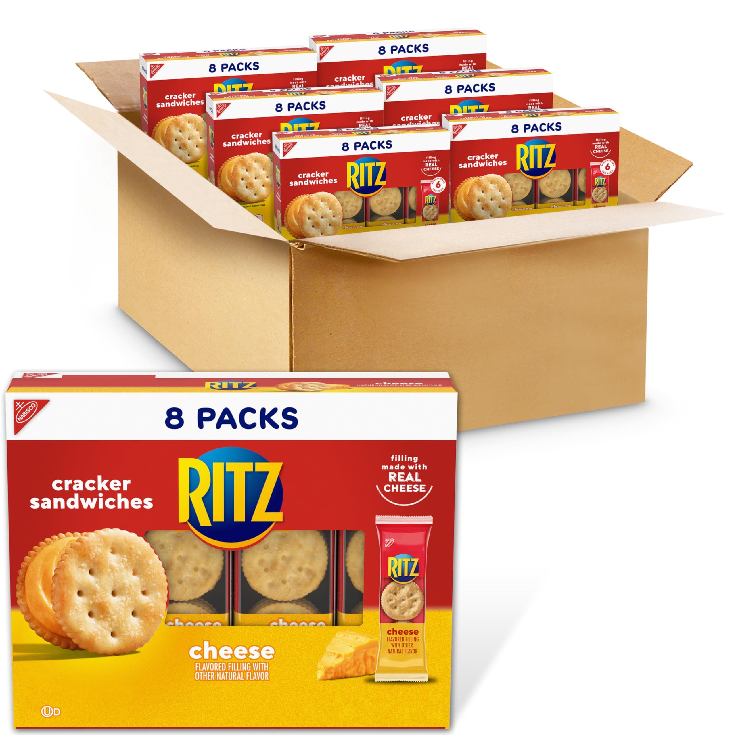 Cheese Sandwich Crackers, 48 Snack Packs (6 Boxes, 6 Crackers Per Pack)