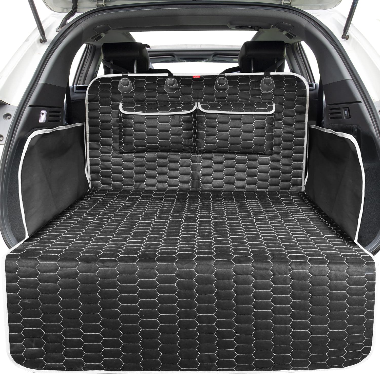 Oasser Car Boot Liner 4-layer Non-slip Waterproof Washable Fabric Car Boot Protector with Bumper Cover Fits Most Cars Unique Pattern Design Durable and Thick Weight 1.6KG