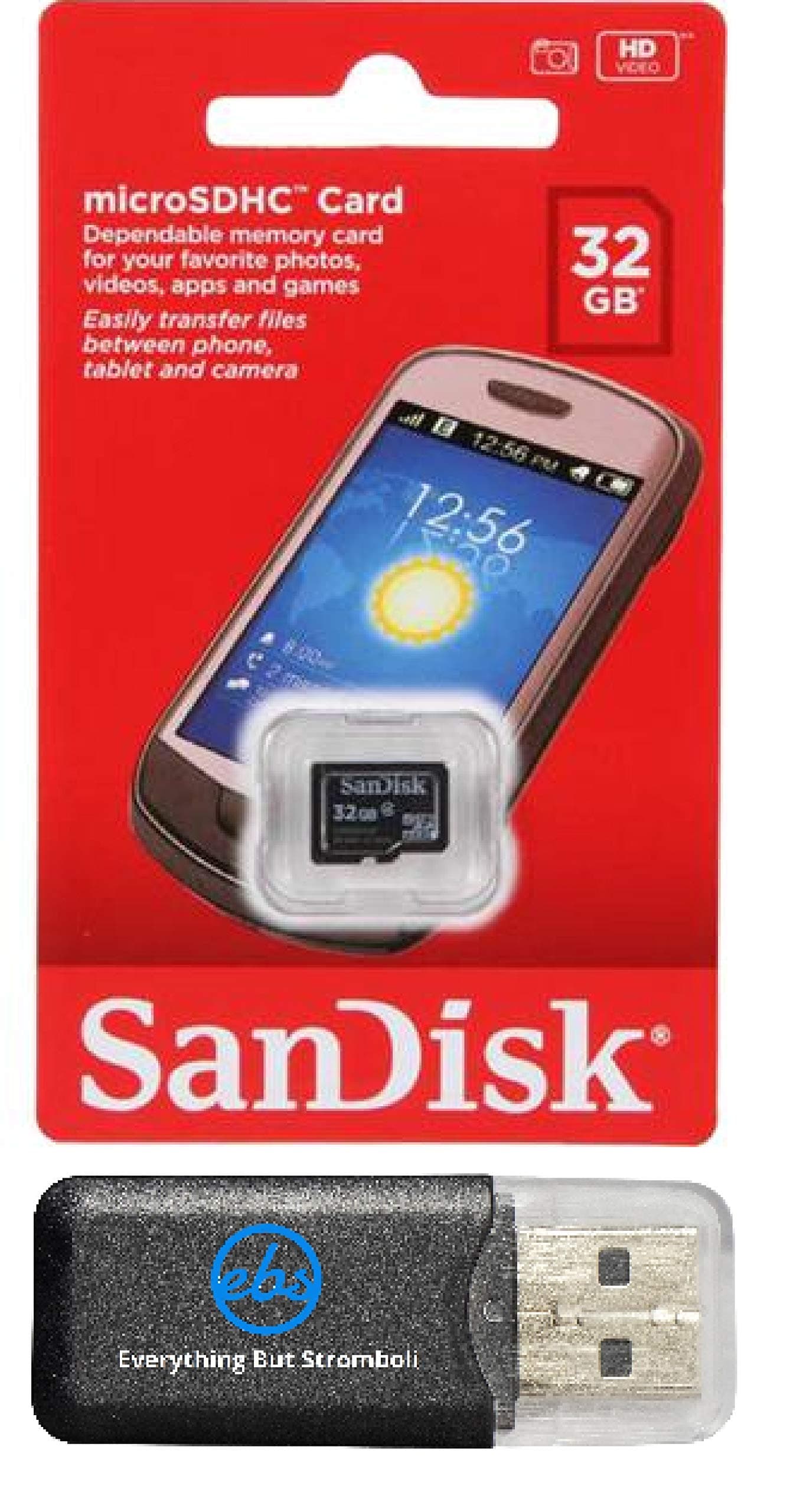 32GB SanDisk Micro SDHC Class 4 32G TF Memory Card works with Samsung GALAXY Tab 7.0 Plus Galaxy S II Epic 4G Touch Cell Phone with Everything But Stromboli Card Reader