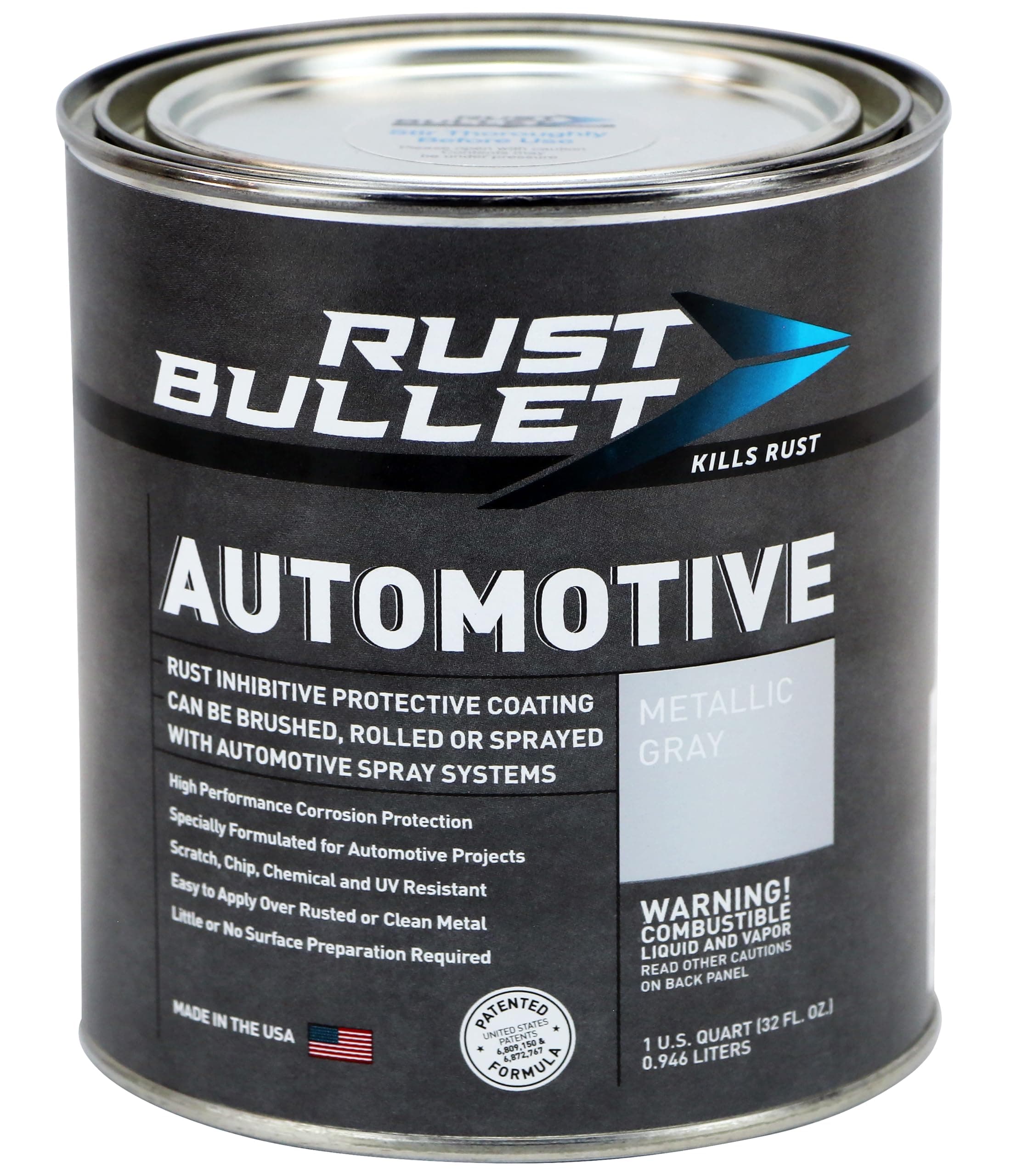RUST BULLET Automotive - Metallic Gray - 1 Quart - Rust Inhibitor & Protective Coating for Cars, Trucks, & Metal Surfaces, UV Resistant, No Topcoat Needed