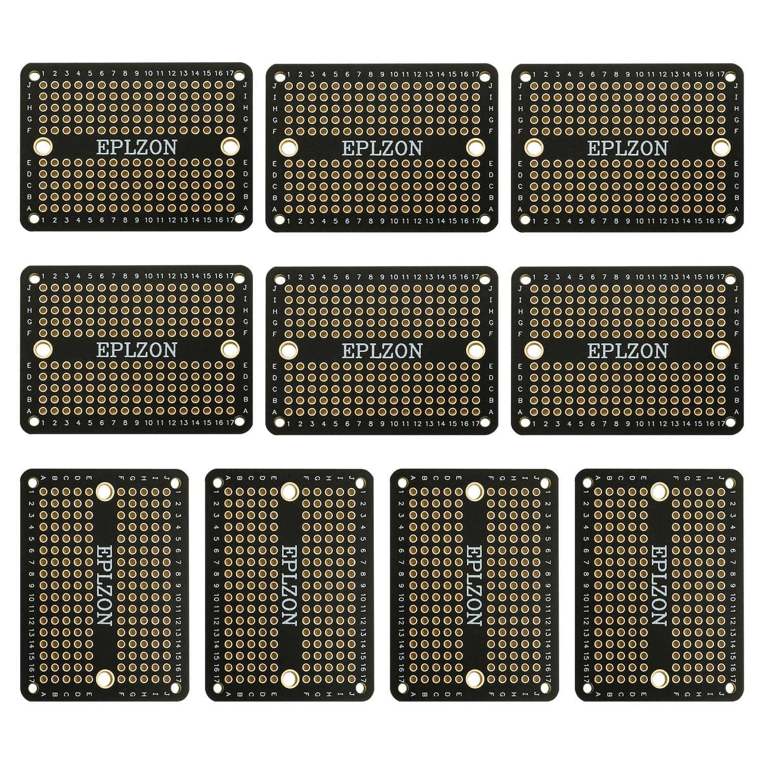 Solderable Breadboard Mini PCB Board Gold-Plated Solder Breadboard for DIY Electronics Projects Apply to Soldering Projects 2.0"x1.5" Mixed Color(Pack of 10 Pcs,Black)