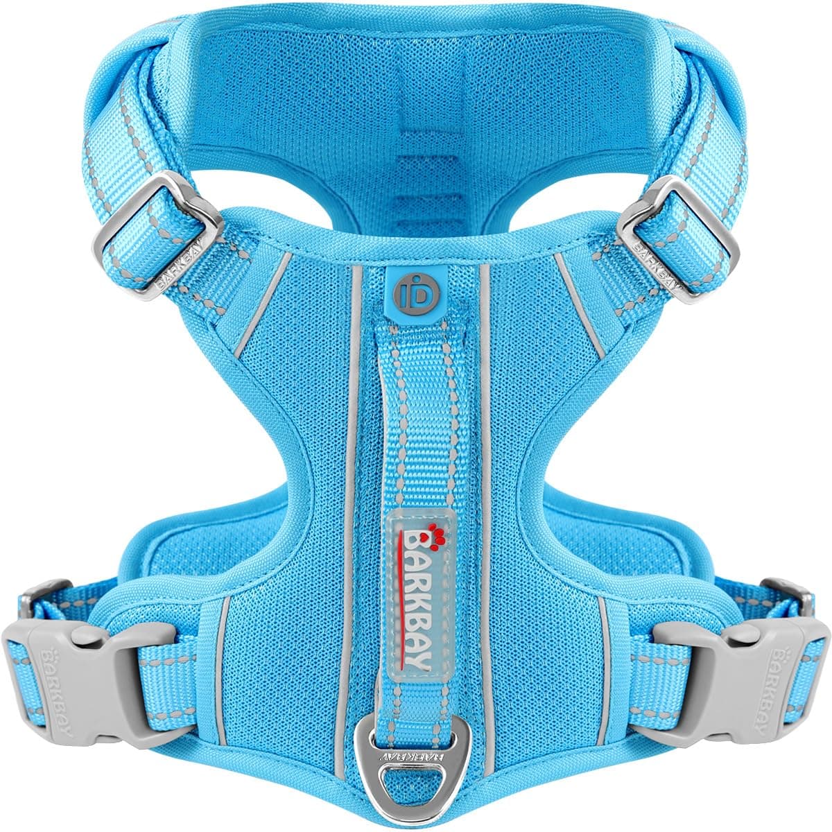 BARKBAY Dog Harness No Pull with ID Tag Pocket - Heavy Duty, Reflective, Easy Control for Large Dogs (Blue,XL)