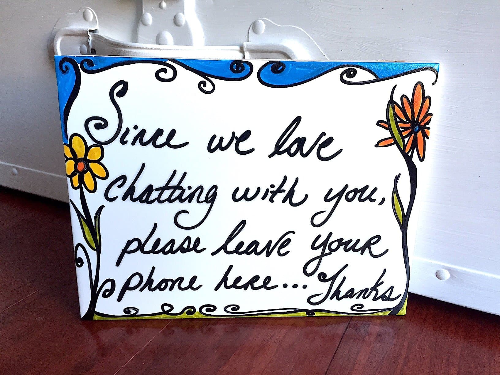 "Welcome.Please Leave Your Phone Here" Ceramic Sign