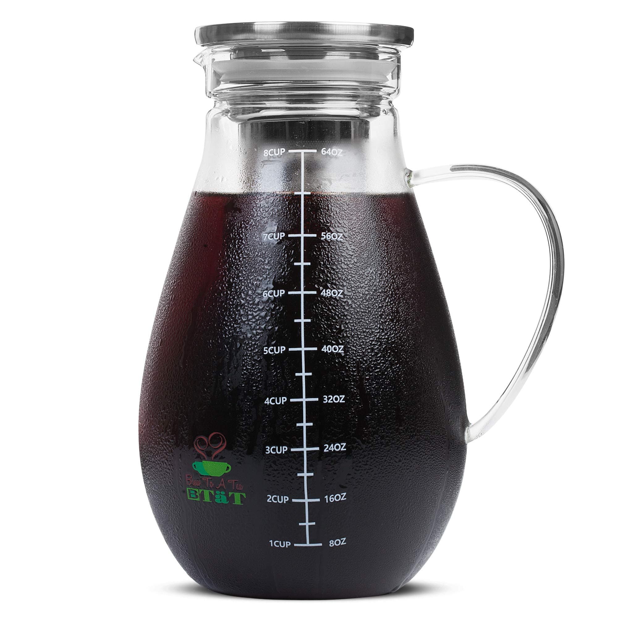 BTäT- Cold Brew Coffee Maker Iced Coffee Maker 2 Liter (2 Quart 64 oz) Iced Tea Maker Cold Brew Maker Tea Pitcher Coffee Accessories Iced Tea Pitcher Cold Brew System Cold Brew Pitcher