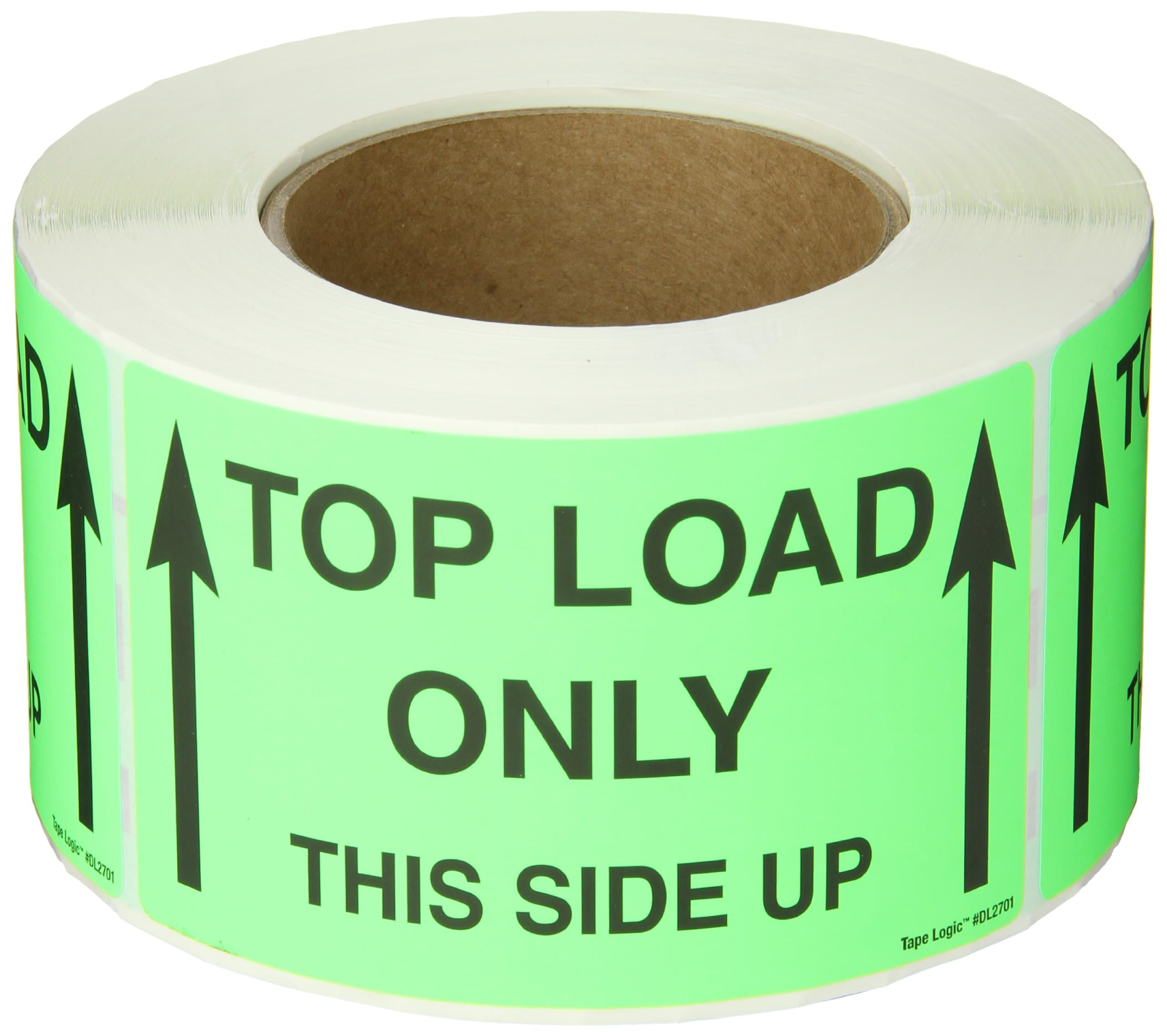 Aviditi Tape Logic 3" x 5", "Top Load Only This Side Up" Fluorescent Green Warning Sticker, for Shipping, Handling, and Packing (1 Roll of 500 Labels)