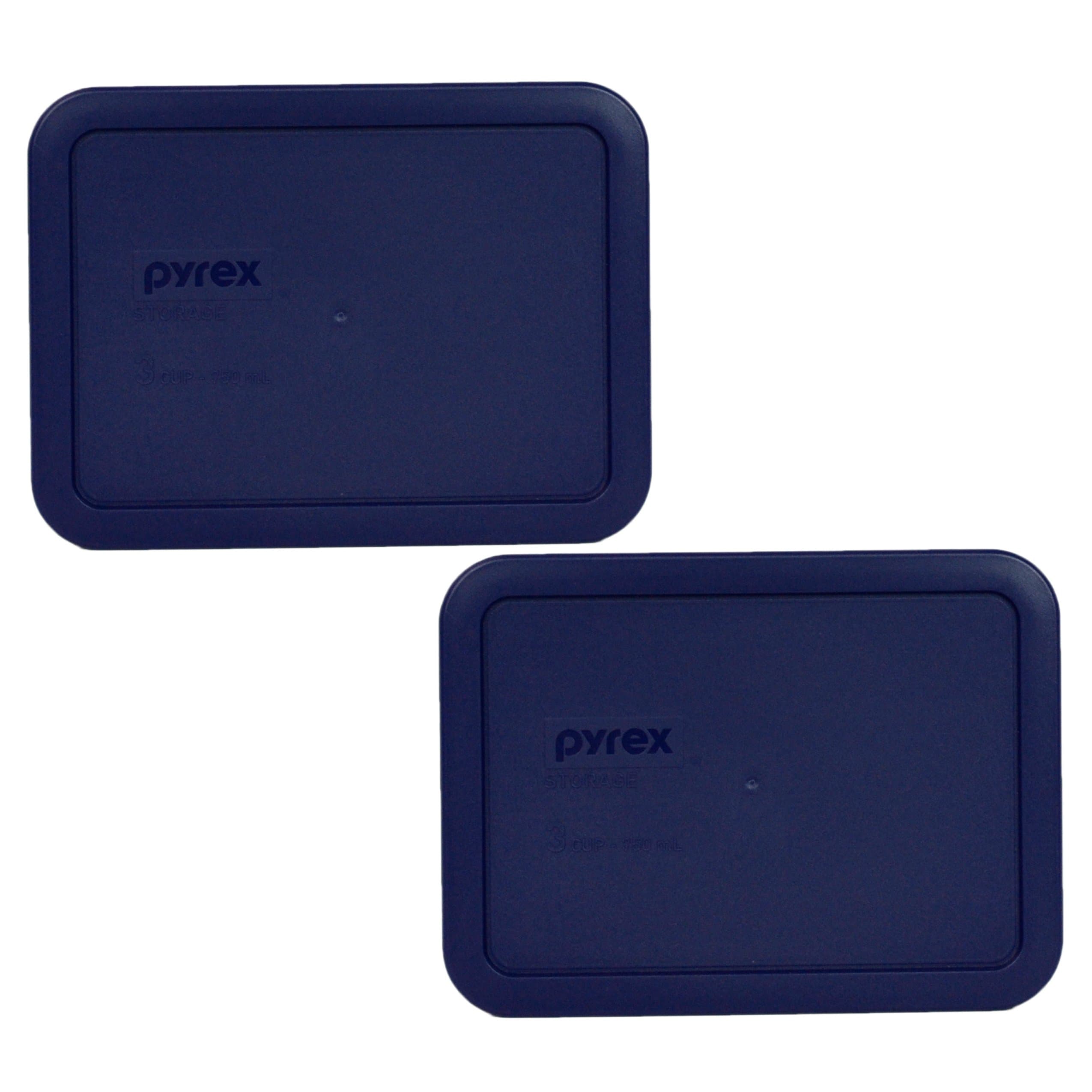 Pyrex 7210-PC 3 Cup Dark Blue Rectangle Plastic Food Storage Lid (2, Dark Blue)