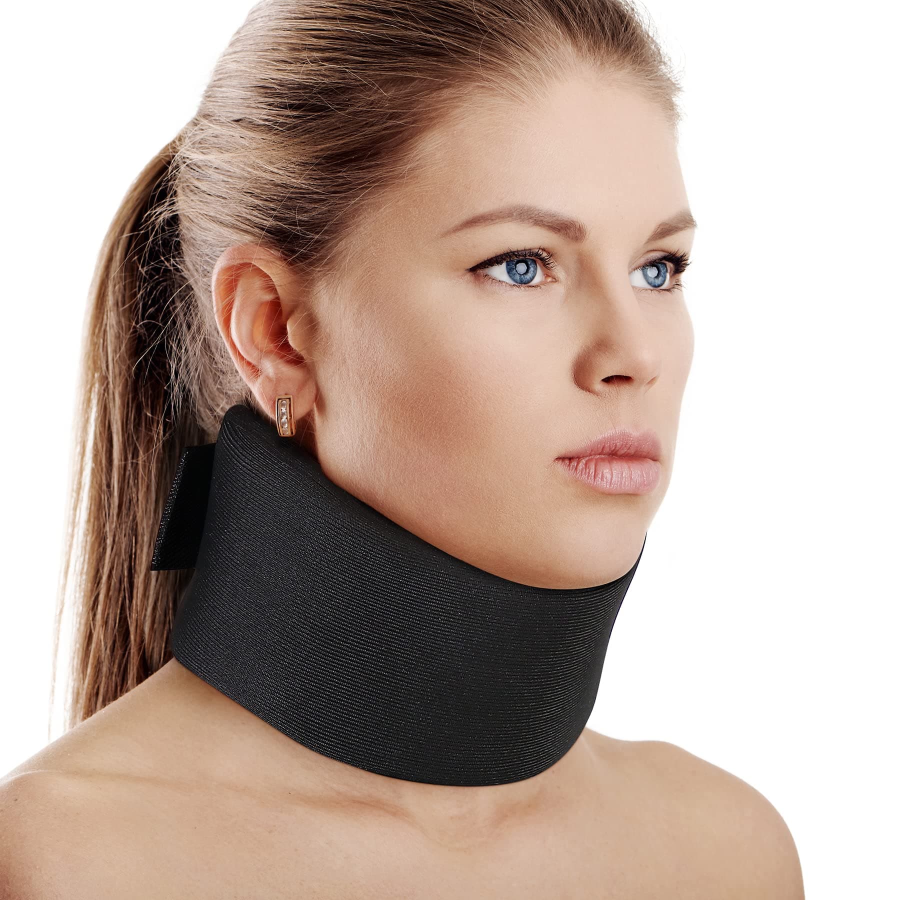 Soft Foam Neck Brace Universal Cervical Collar, Adjustable Neck Support Brace for Sleeping - Relieves Neck Pain and Spine Pressure, Neck Collar After Whiplash or Injury (Black, 3" Depth Collar, M)