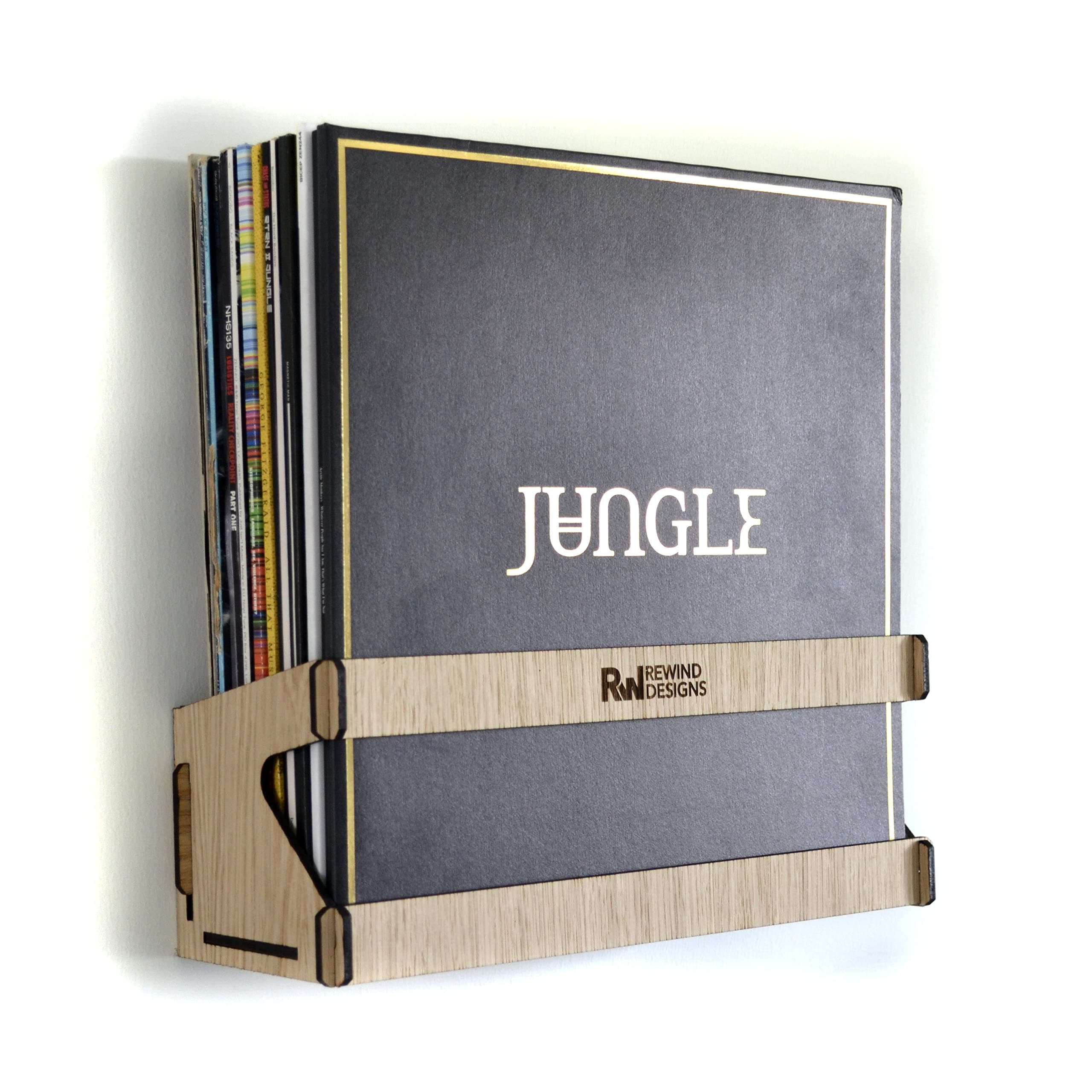 Rewind Designs Vinyl Record storage wall mounted box/crate, stores up to 30 LP's (Oak)