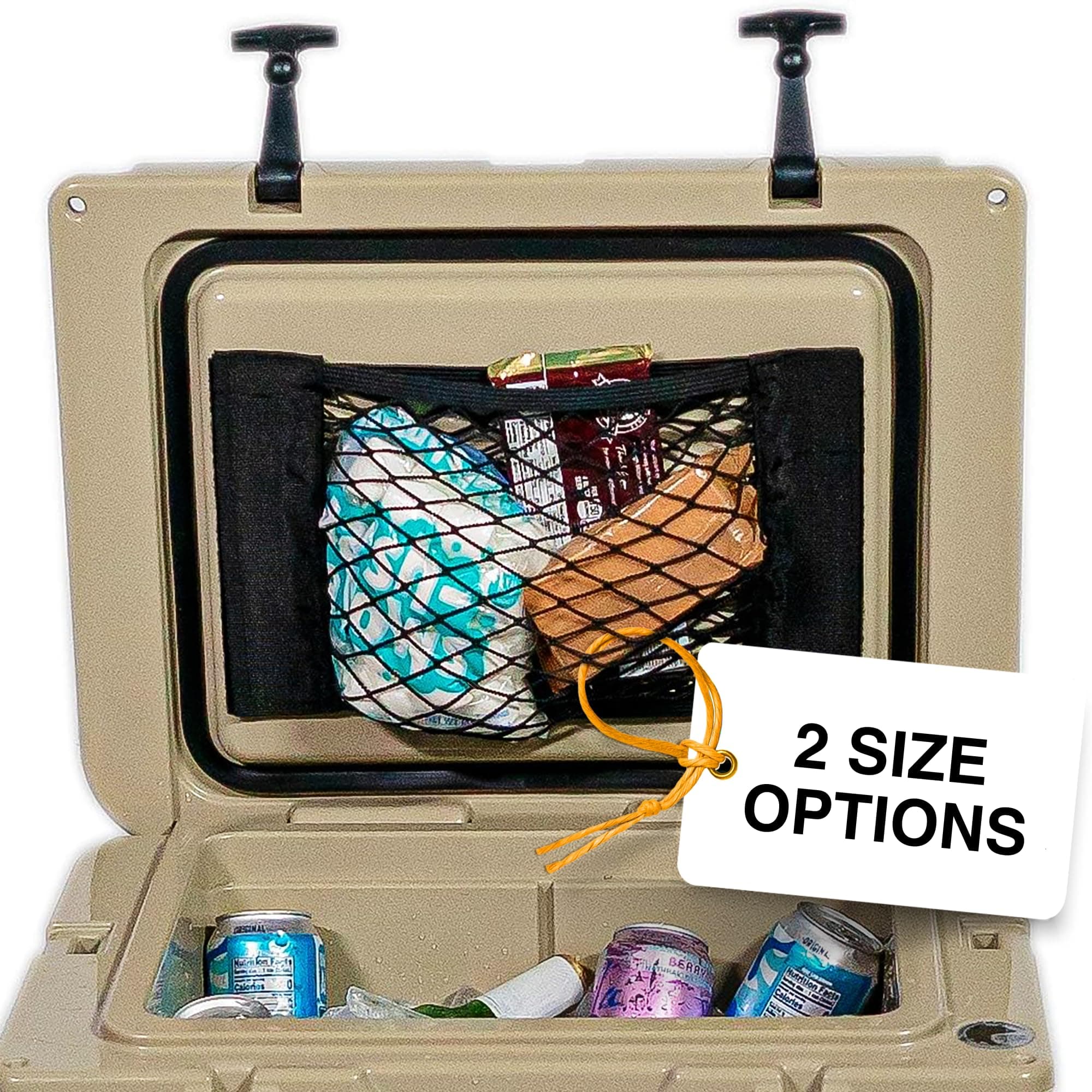 Cooler Net for Dry Storage and Organization - Compatible with YETI, RTIC, Ninja, Igloo, Coleman, Lifetime, Pelican Ice Chests - Works with Cooler Lights, Wheel Kits, RTIC Cooler Accessories, and More
