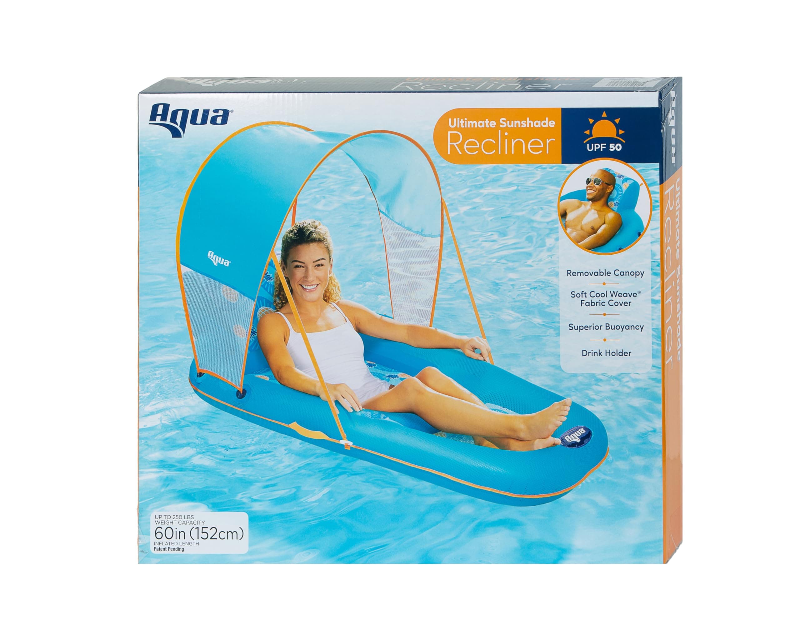Aqua Campania Ultimate 2-in-1 Pool Float Lounge – Extra Large – Inflatable Pool Floats for Adults with Adjustable Backrest & Cupholder Caddy – Multiple Colors/Styles