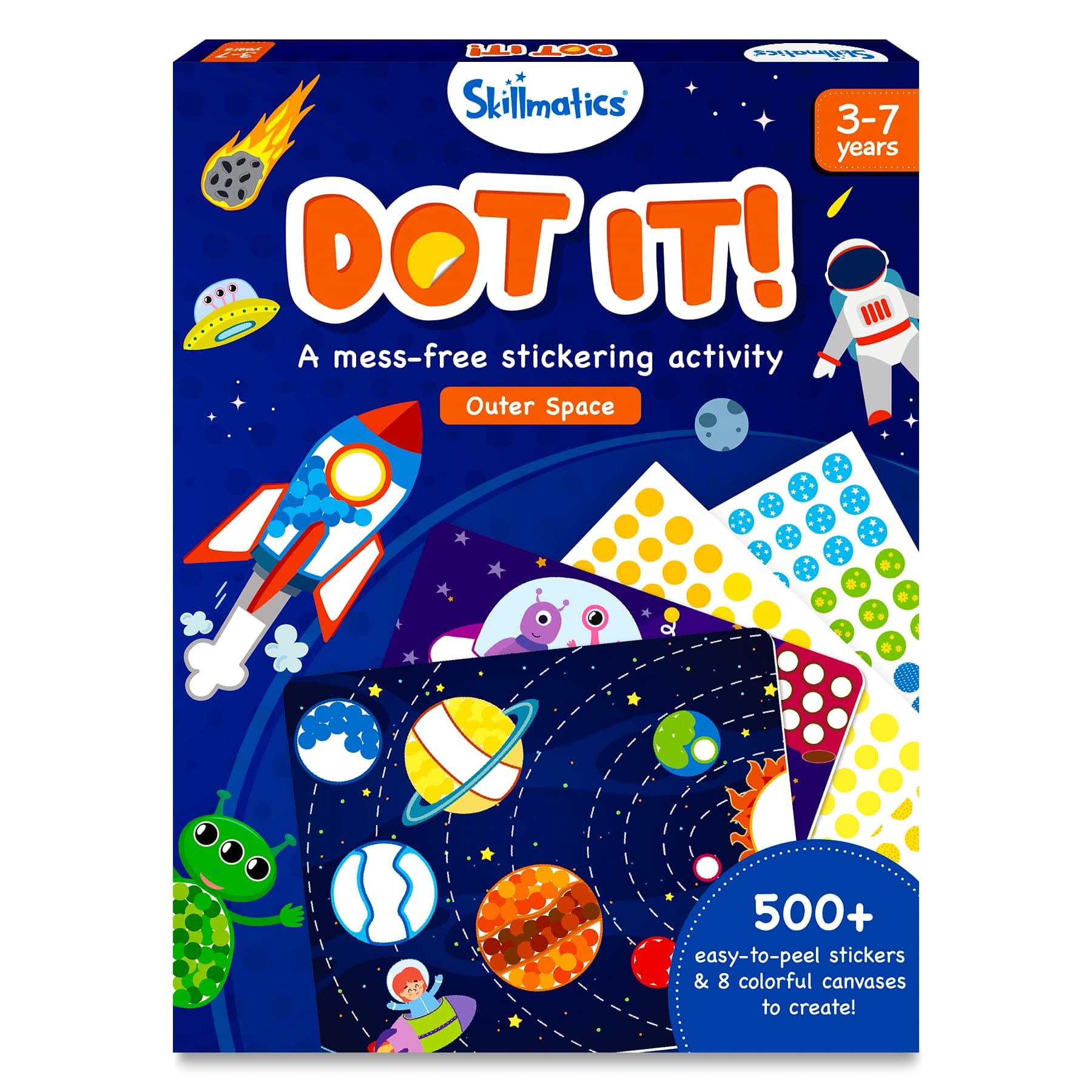 Paper Dot It Sticker Art Activity - Space, Mess-Free Fun for Kids, 500+ Stickers, Craft Kits, DIY Activity, Travel Toys, Gifts for Boys & Girls Ages 3, 4, 5, 6, 7, Multi