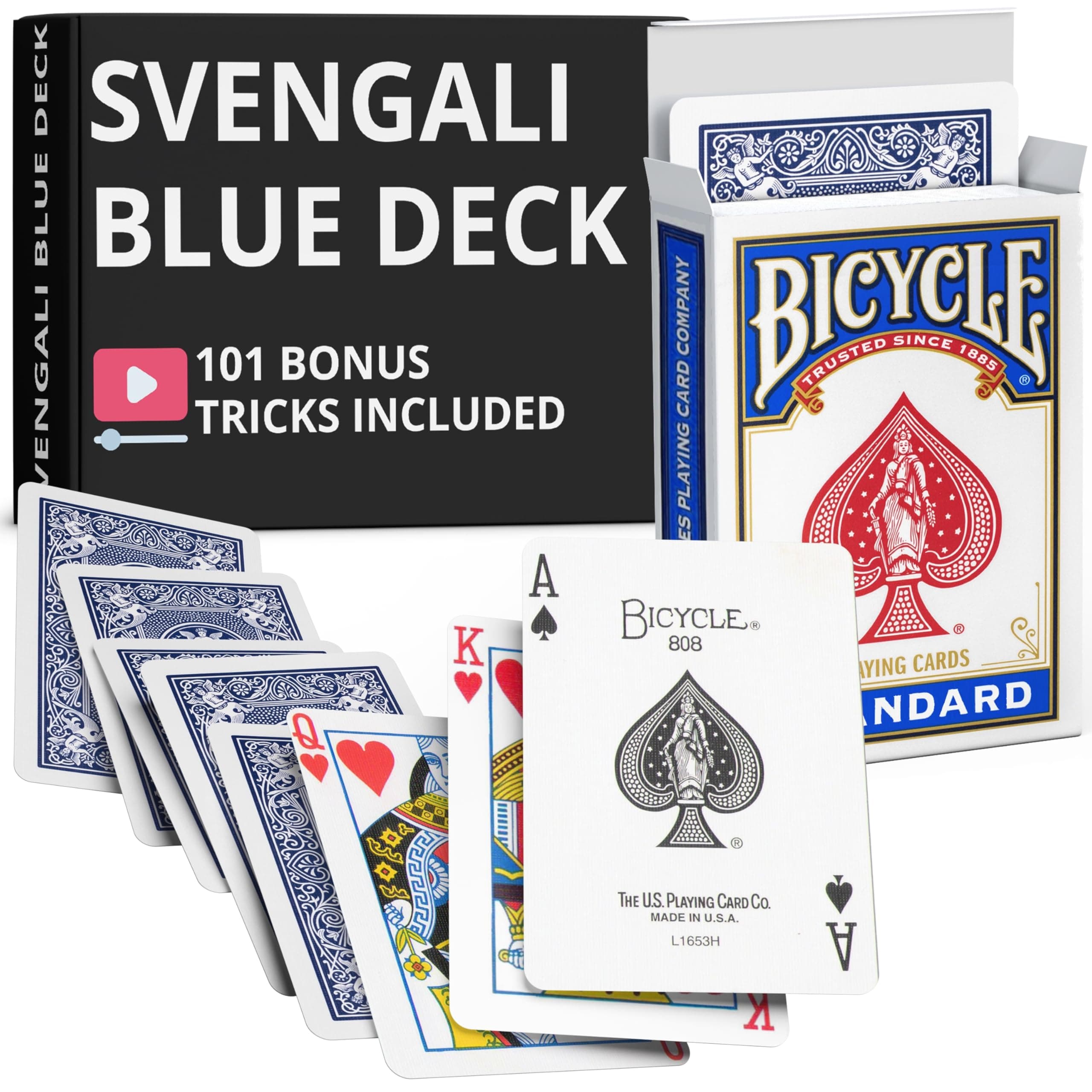 Precision Blue Rider Back Bicycle Svengali Deck with Instructions for 100+ Tricks (Unspecified)
