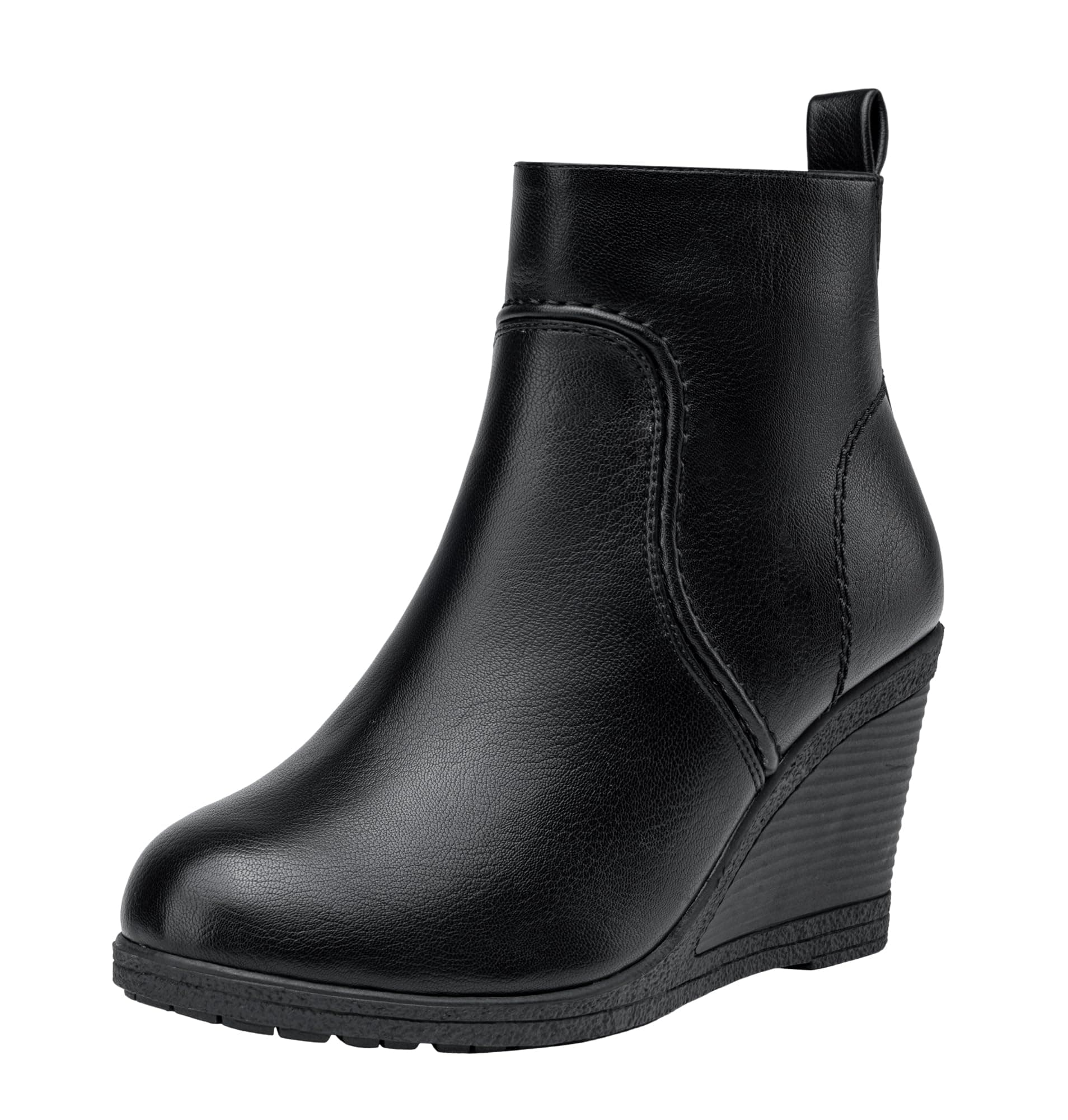 Vepose Women's 9679 Low Wedge Boots, Comfortable Ankle Booties with Inside Zipper