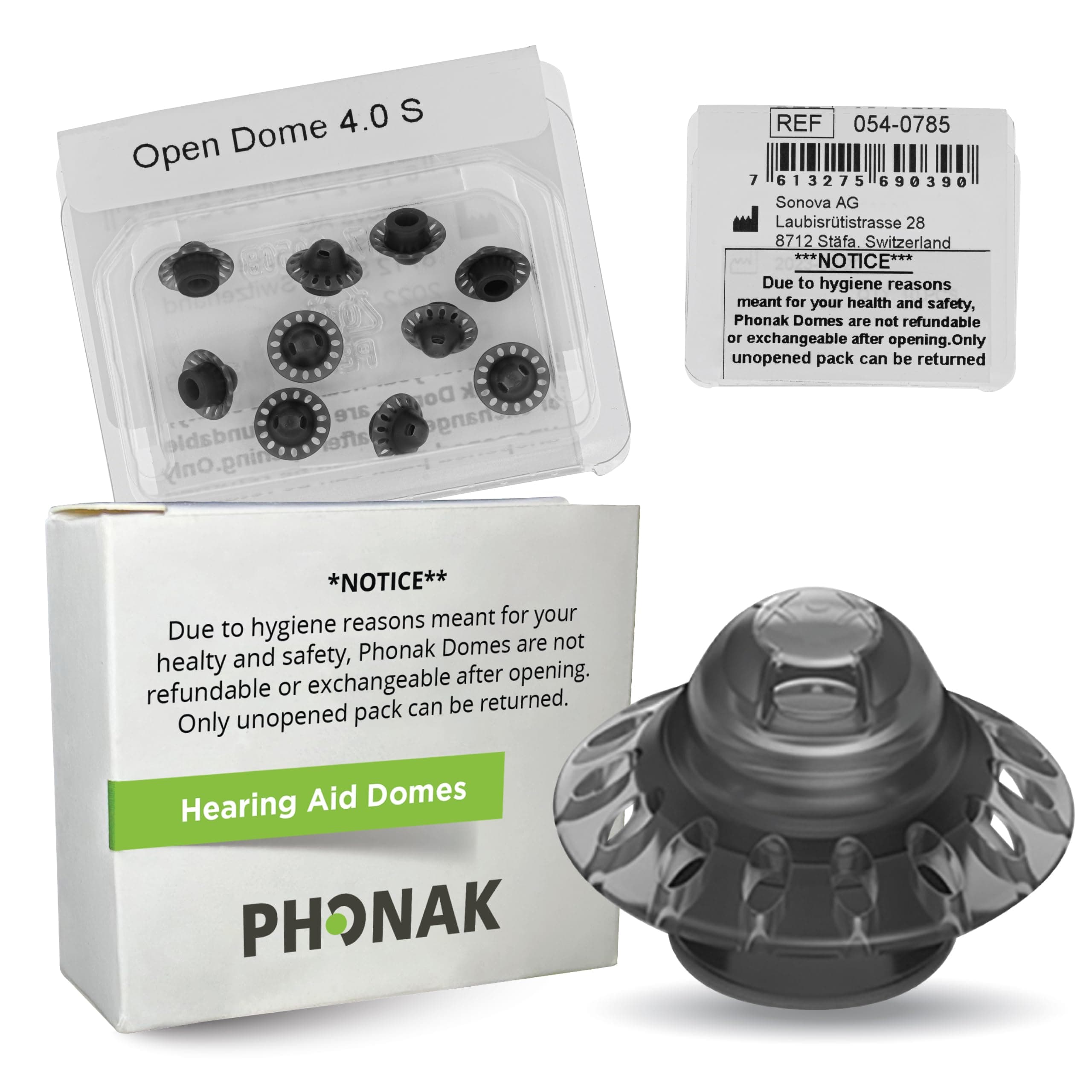 Phonak Open 4.0 Dome Small (0.29 inch=7.5mm) 10 Domes, Genuine OEM Switzerland Replacement by Sonova, Hearing Aid Domes for Phonak Audeo Marvel Paradise Lumity Accessories -1 Pack/10 Domes Total