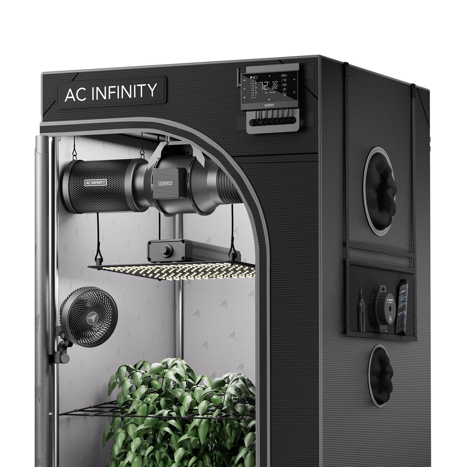 AI Grow System Compact 2x2, 1-Plant Kit w/Self-Learning AI Controller, Dynamic Airflow & LM301H LED Lighting Control, 2000D Mylar Tent w/Lab-Tested Reflectivity, Largest Zippered Window