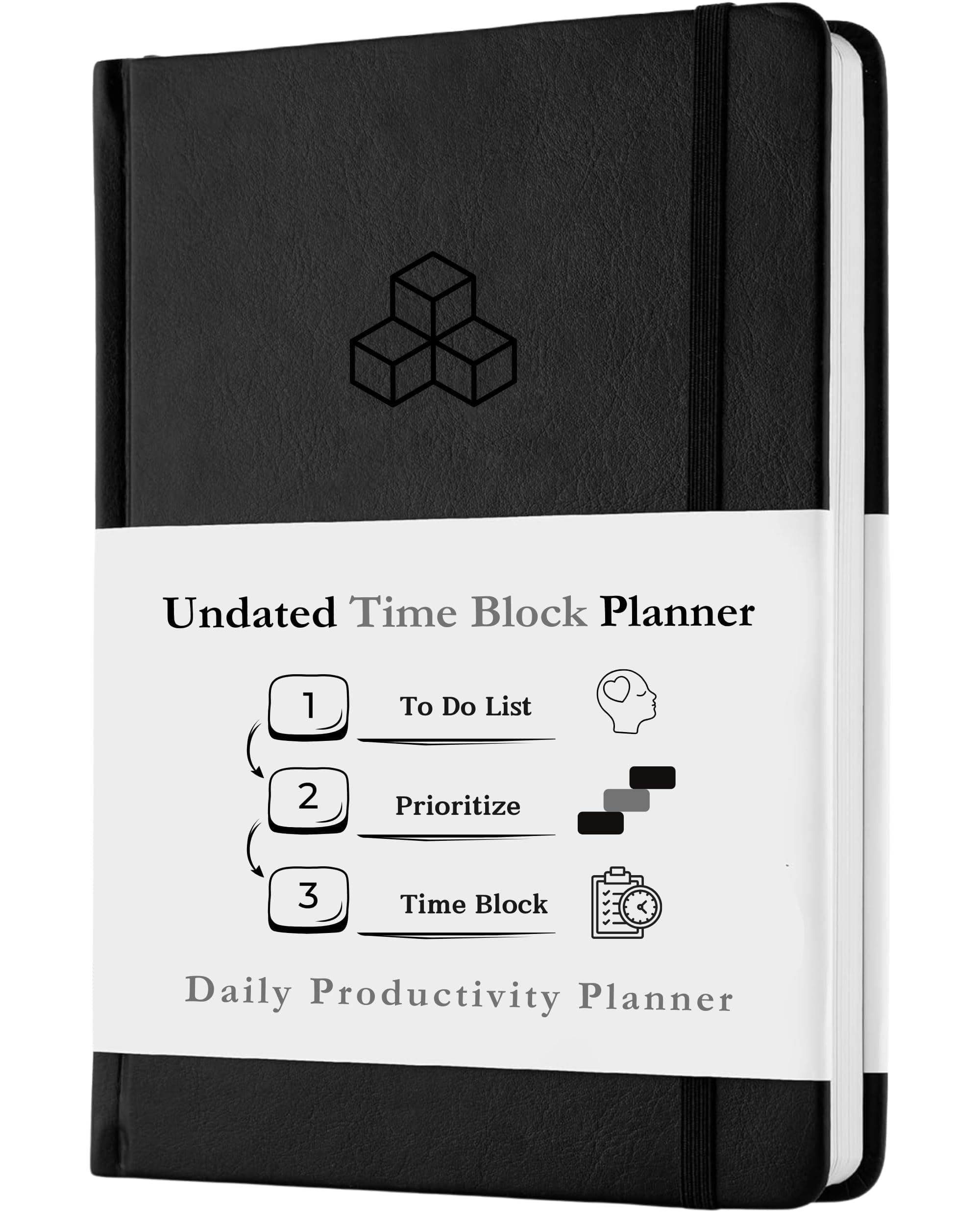 Time Blocking and ADHD Planner by Refine Days. 180 Undated Pages, To Do List, Hourly Schedule, Daily and Monthly Agenda. Time Management & Productivity Notebook. A5 (Black)