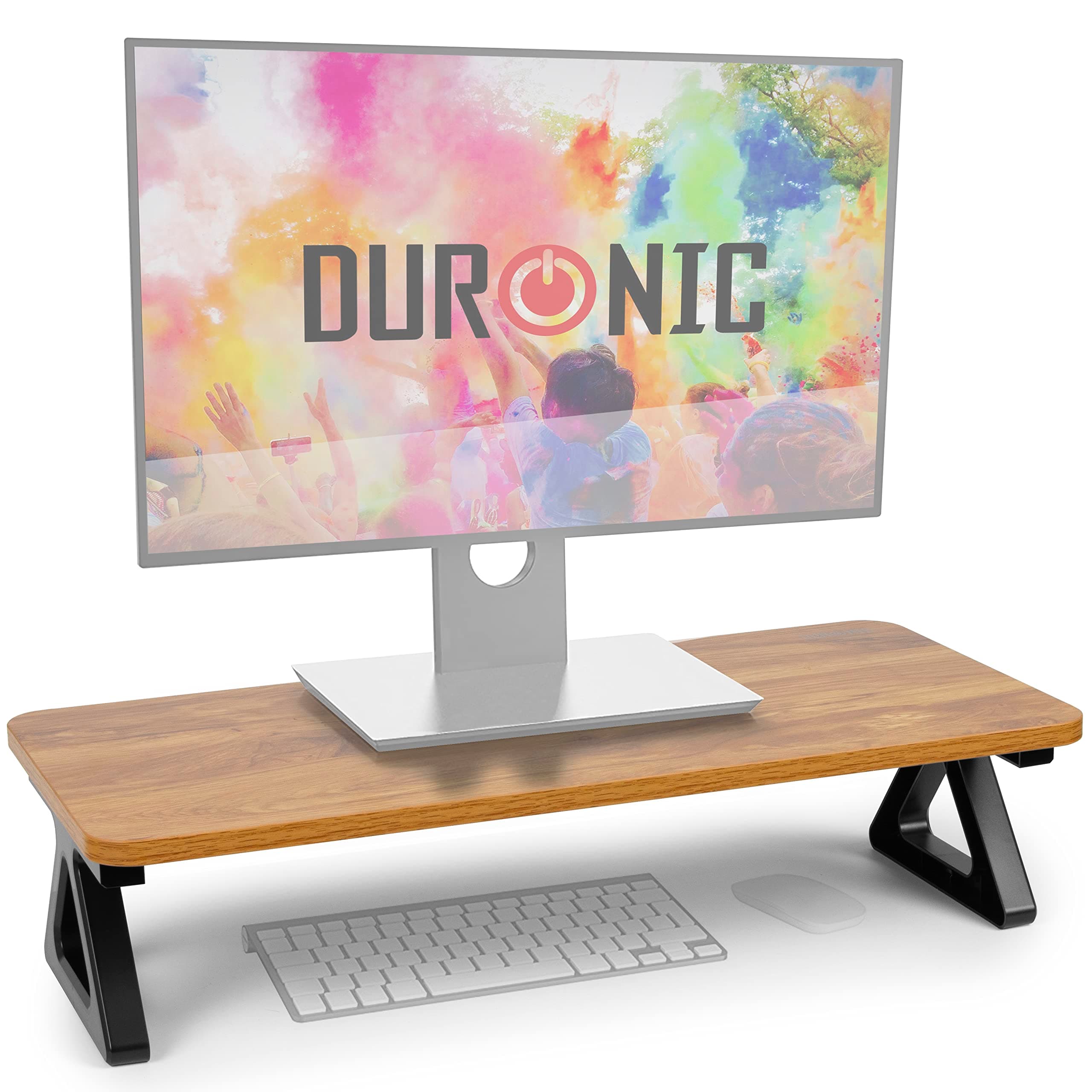 DuronicMonitor Stand Riser DM06-1 AW, Laptop/Screen Stand for Desktop, Support Shelf for a PC Computer Monitor, 10kg Capacity, 63cm x 30cm - Antique Walnut Wood Effect