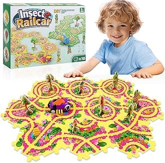 10PCS Bee Rail Car Puzzle Track, Puzzle Track Car Play Set