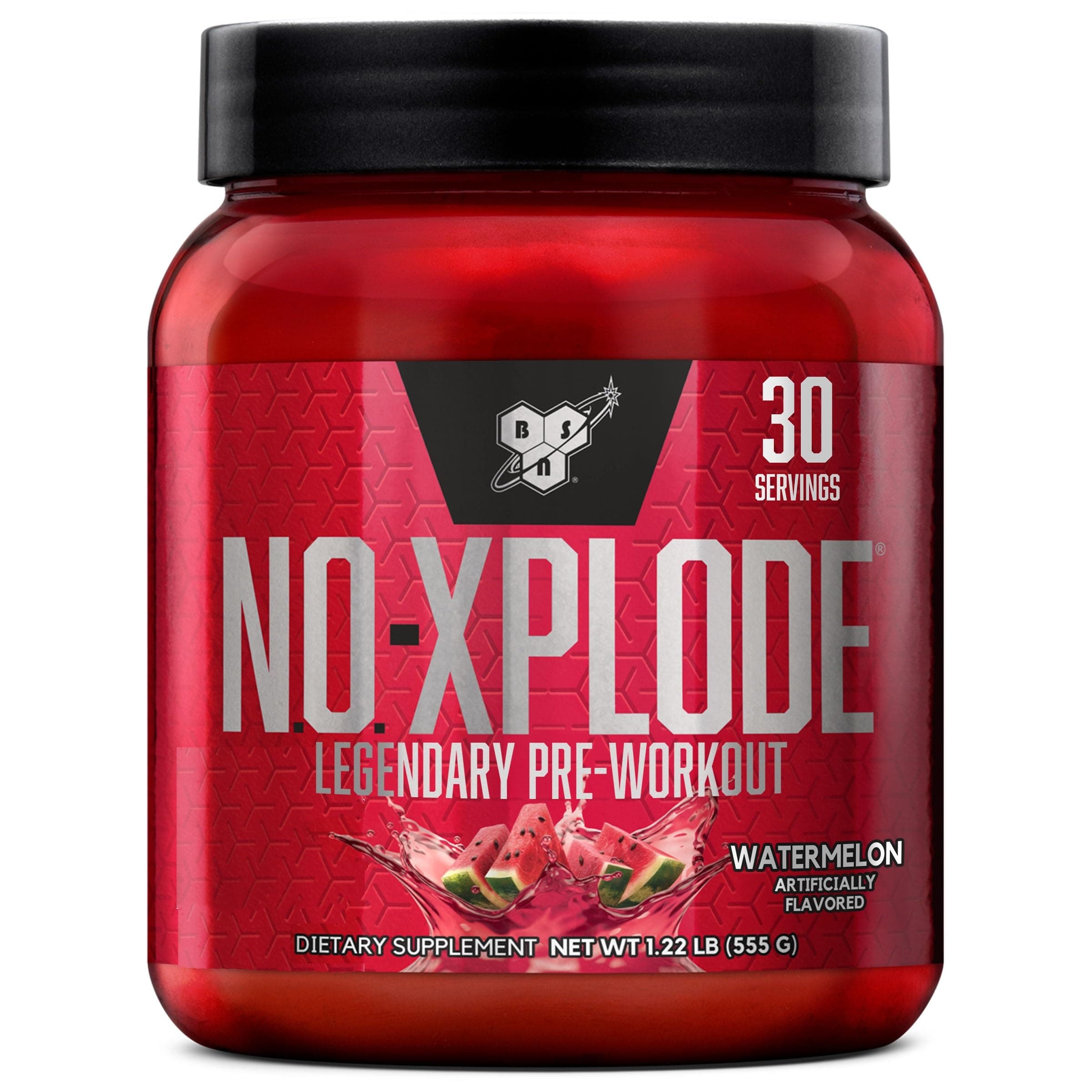 BSN N.O.-XPLODE Legendary Pre-Workout Supplement with Creatine, Beta-Alanine, and Energy, Dietary Supplement,1.22 LB (555 G), Watermelon, 30 Servings