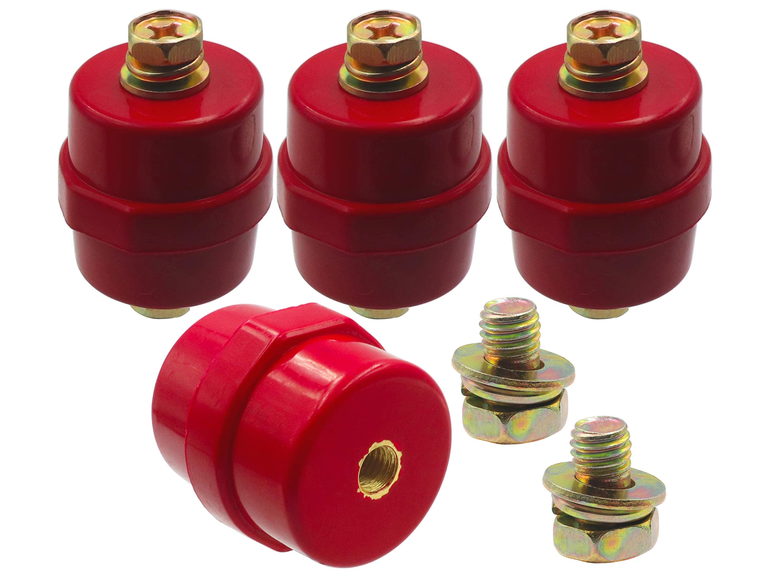 LBY 4pcs Busbar Insulator, SM-40 Polyester Standoff Insulators with Screw(M8), High-Strength Insulated Junction Post, Resin(Red)
