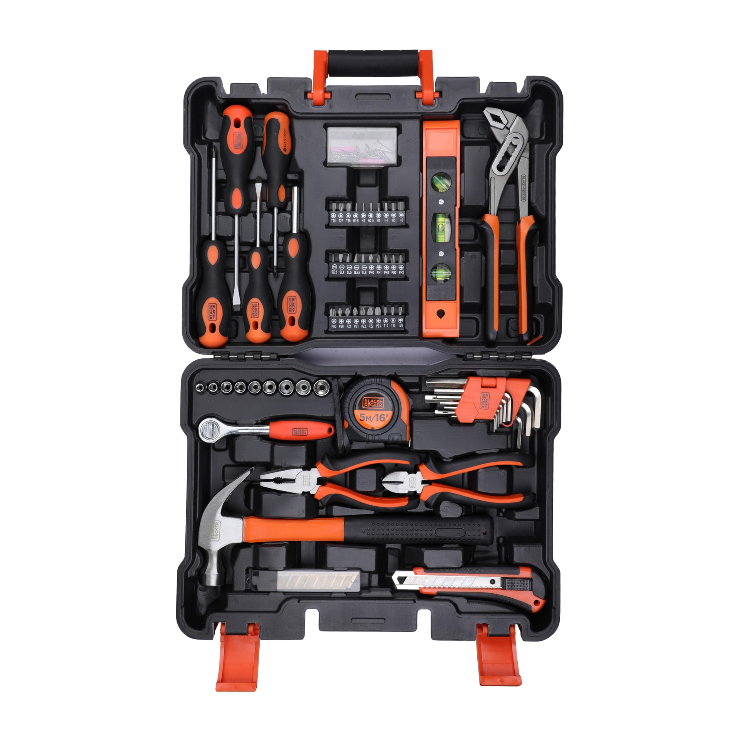 BLACK+DECKER Hand Tool Kit BMT154C (154 Pieces) (Orange & Black)