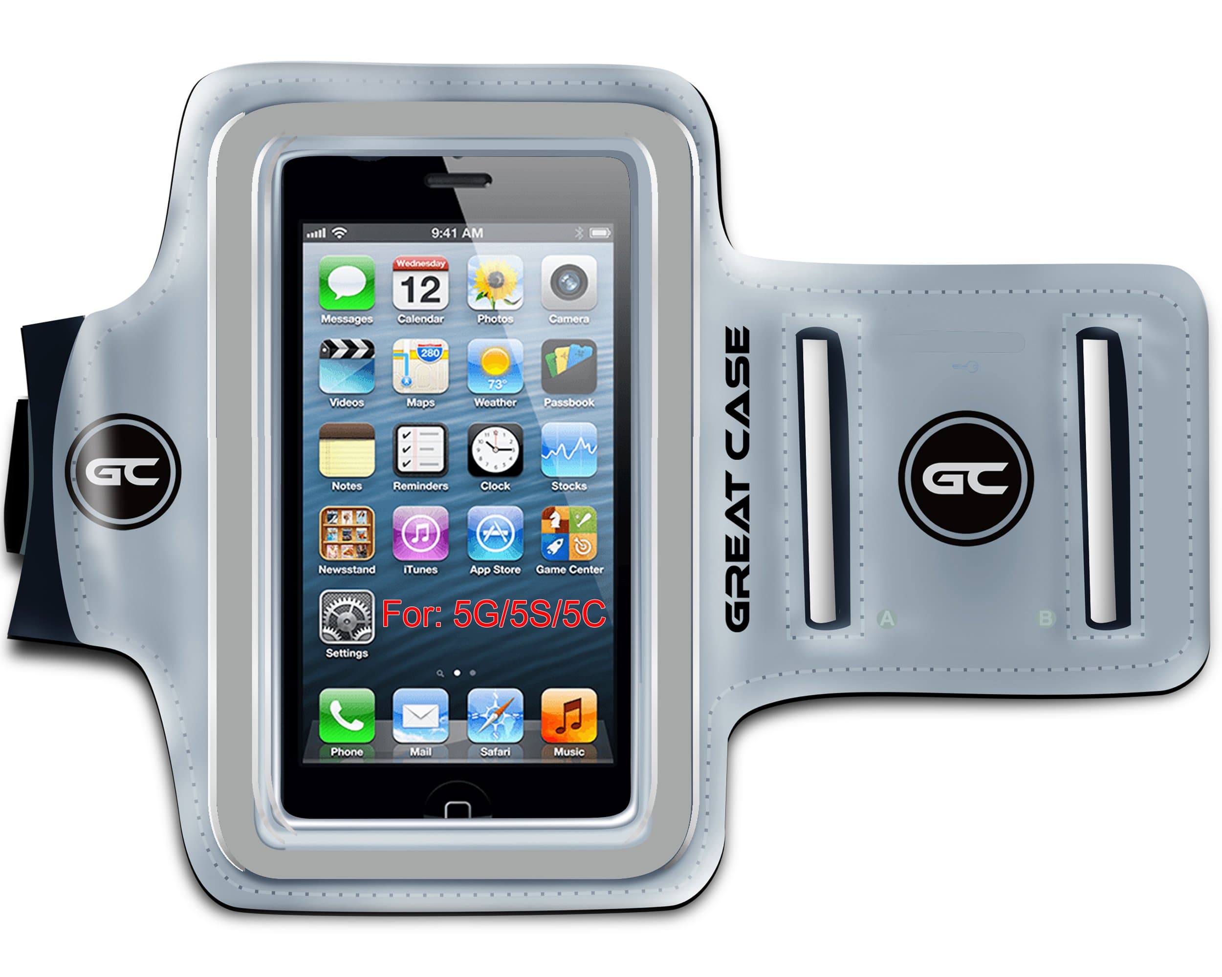 GREAT CASE SPORT iPhone SE Armbands - Incredibly light iPhone SE Armbands for iPhone SE 5/5S/5C and iPod touch 5 (silver) Great Case is made from super tough and durable, 100%!