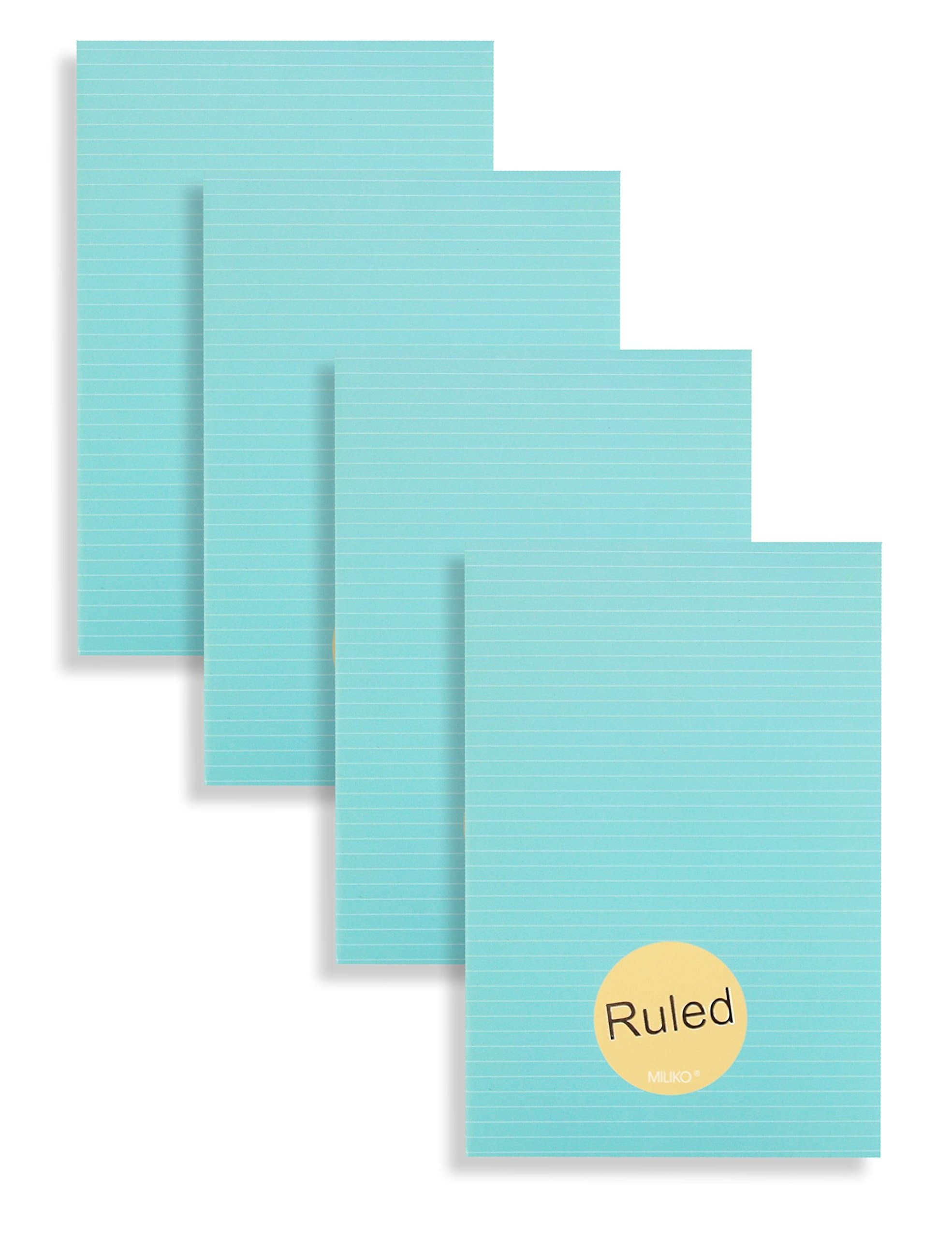 Miliko A5 Essential Series Softcover Ruled Notebook/Journal/Diary Set-8.27 Inches x 5.67 Inches, 4 Unique Designed Notebooks per Pack(RULED)